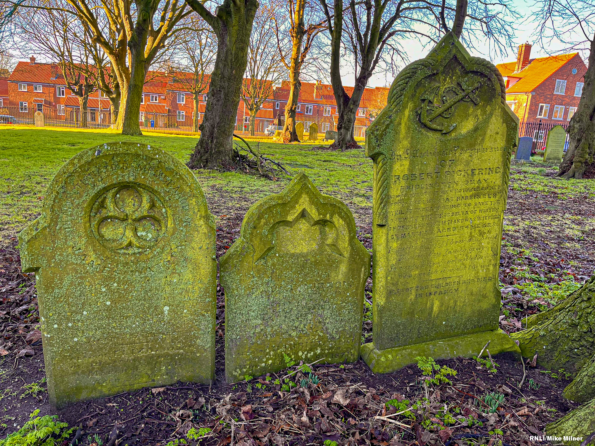 Graves of three of the lifeboat crew 'Harbinger' at Priory Church Yard.
