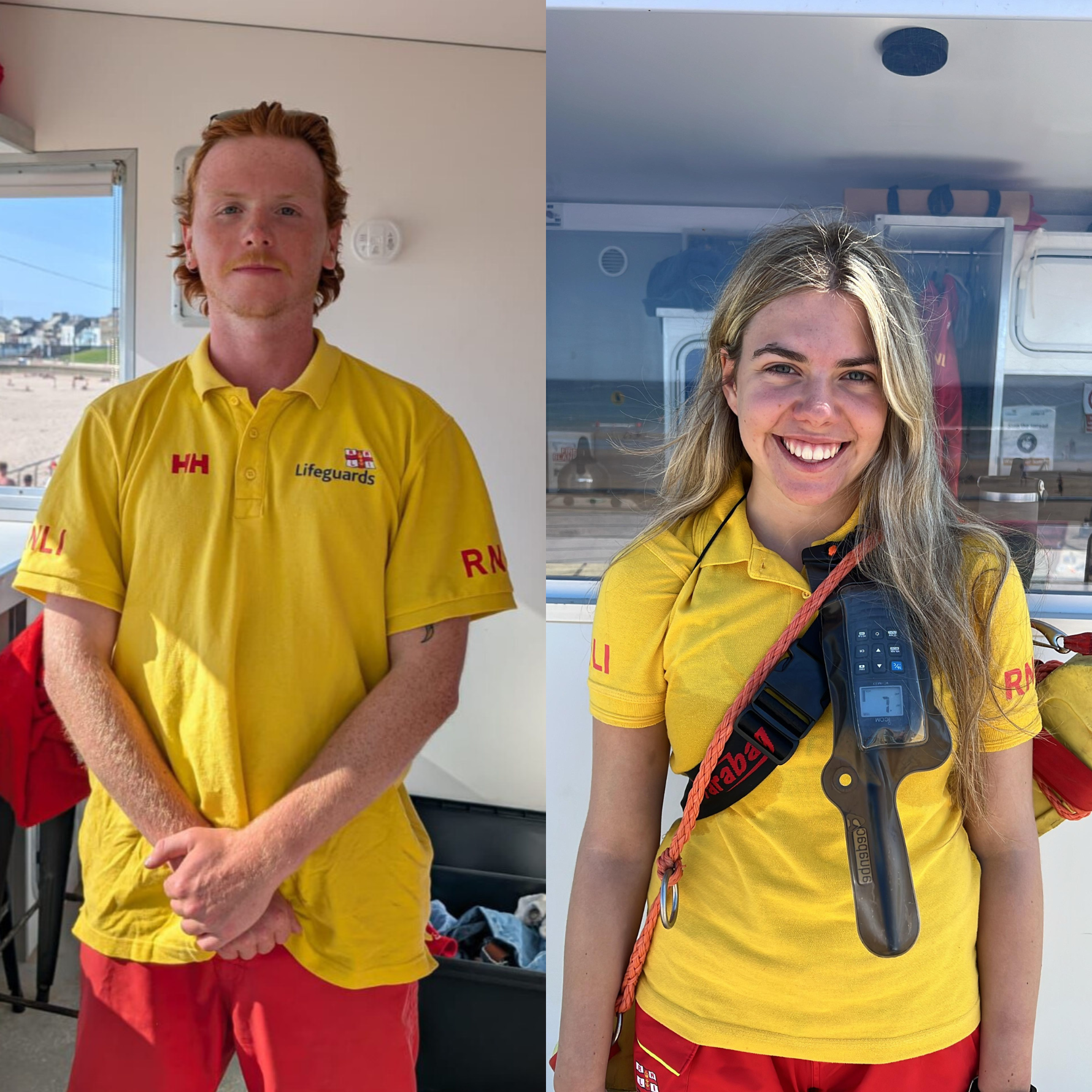 Lifeguards Oran and Ellen in separate photos, smiling at the camera