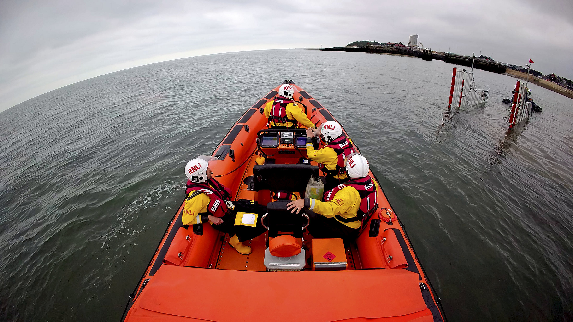The Whitstable lifeboat returns to the launching carriage after assisting a yacht that went aground off Sheppey on Sunday morning.
