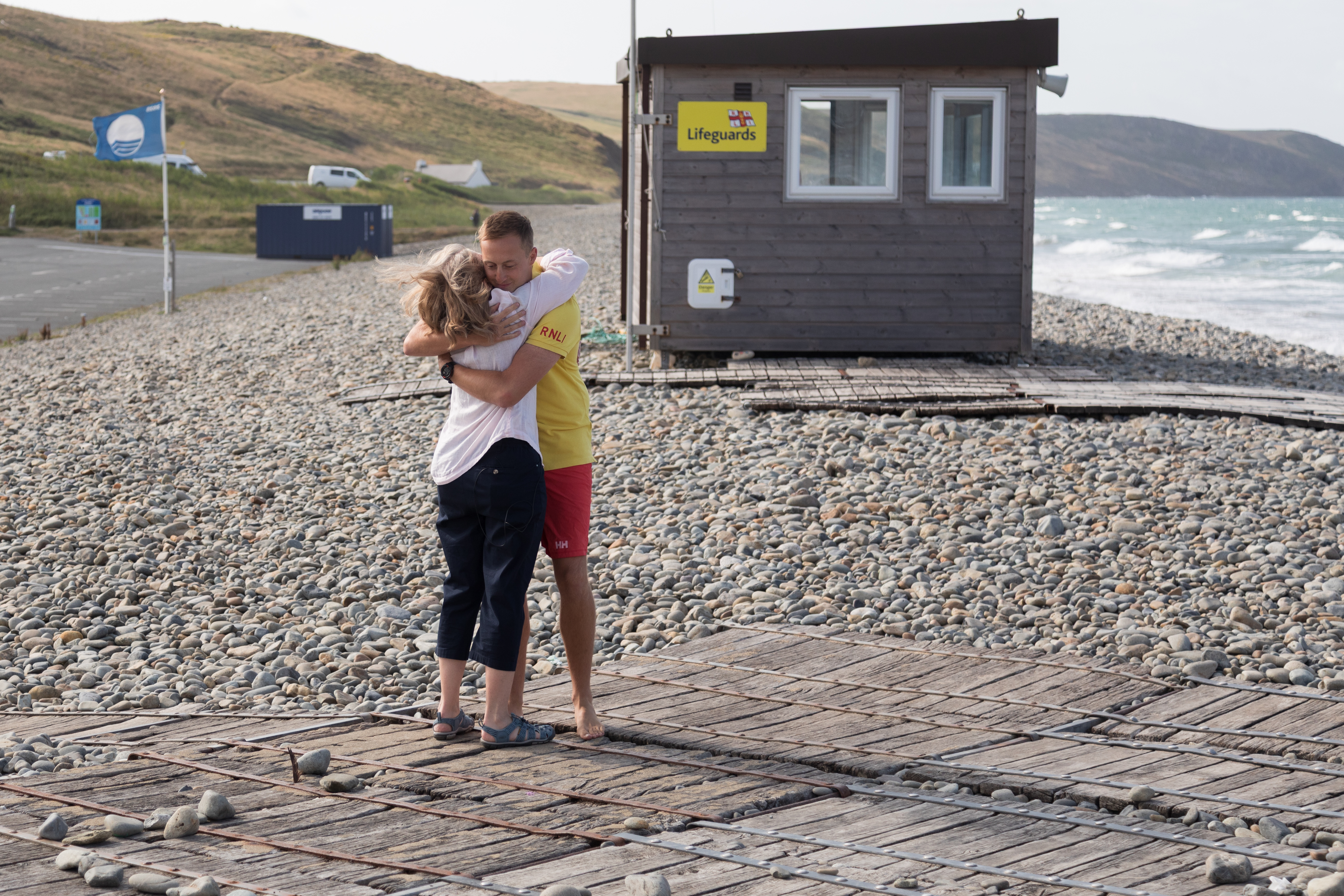 Joanna hugging her lifesaver Matty