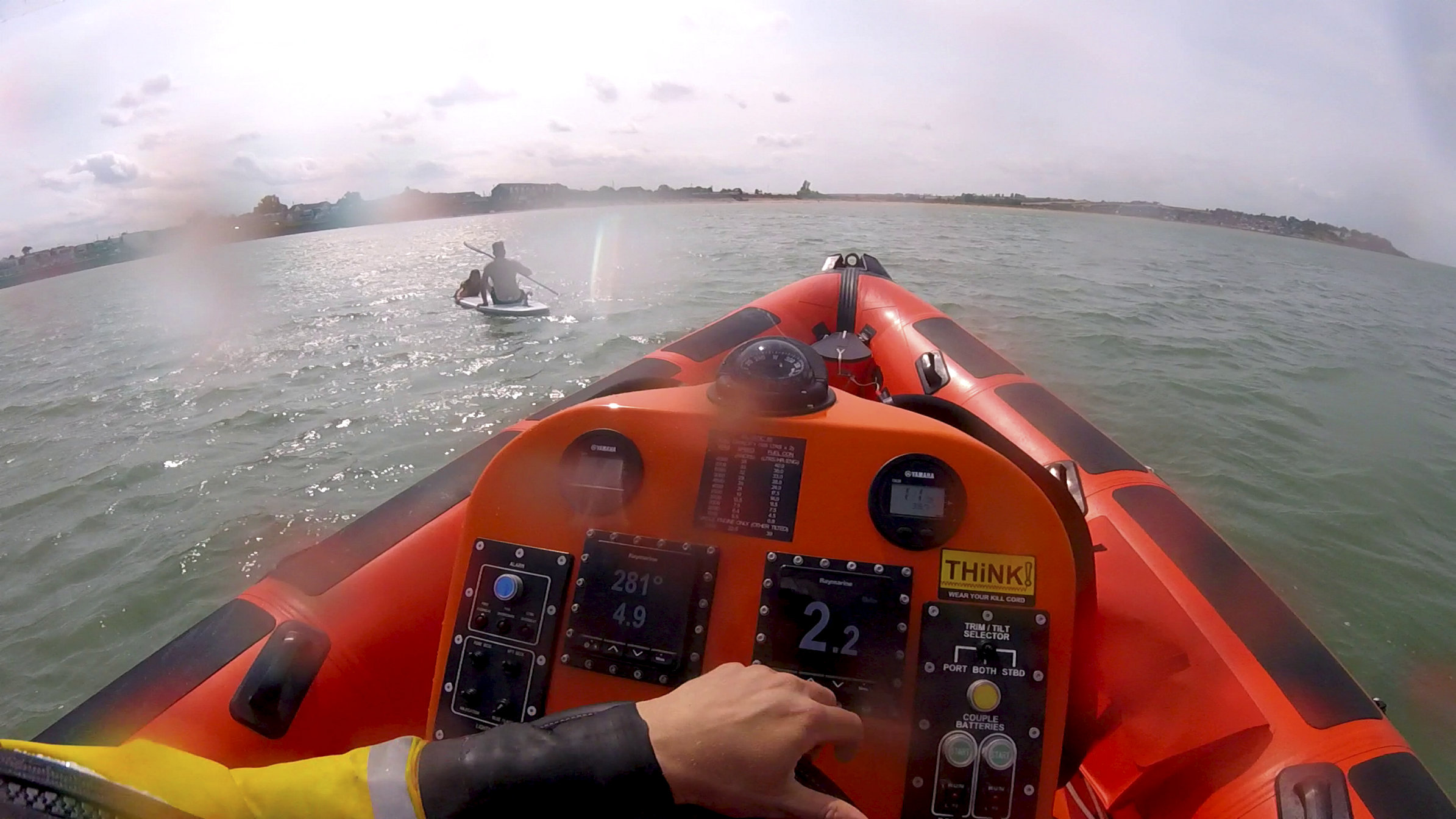 Two paddleboarders had to be rescued by the Whitstable lifeboat 300-yards offshore from Leysdown, Isle of Sheppey on Monday afternoon.