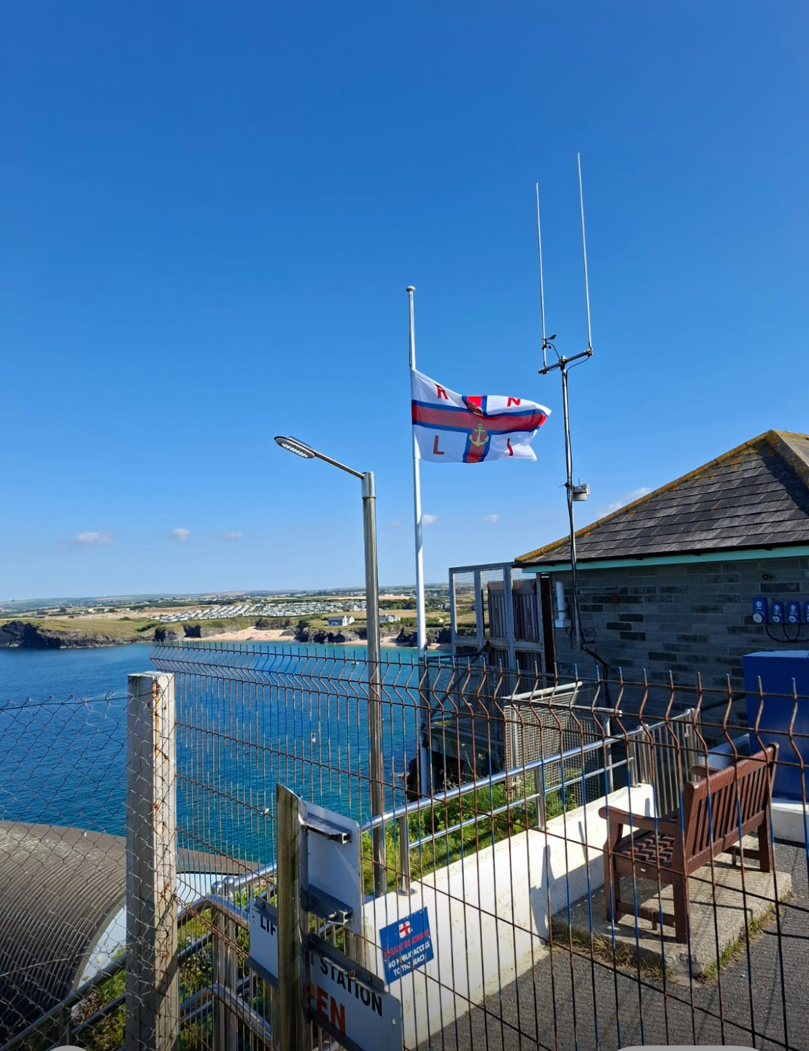 Padstow RNLI Station flag at half mast