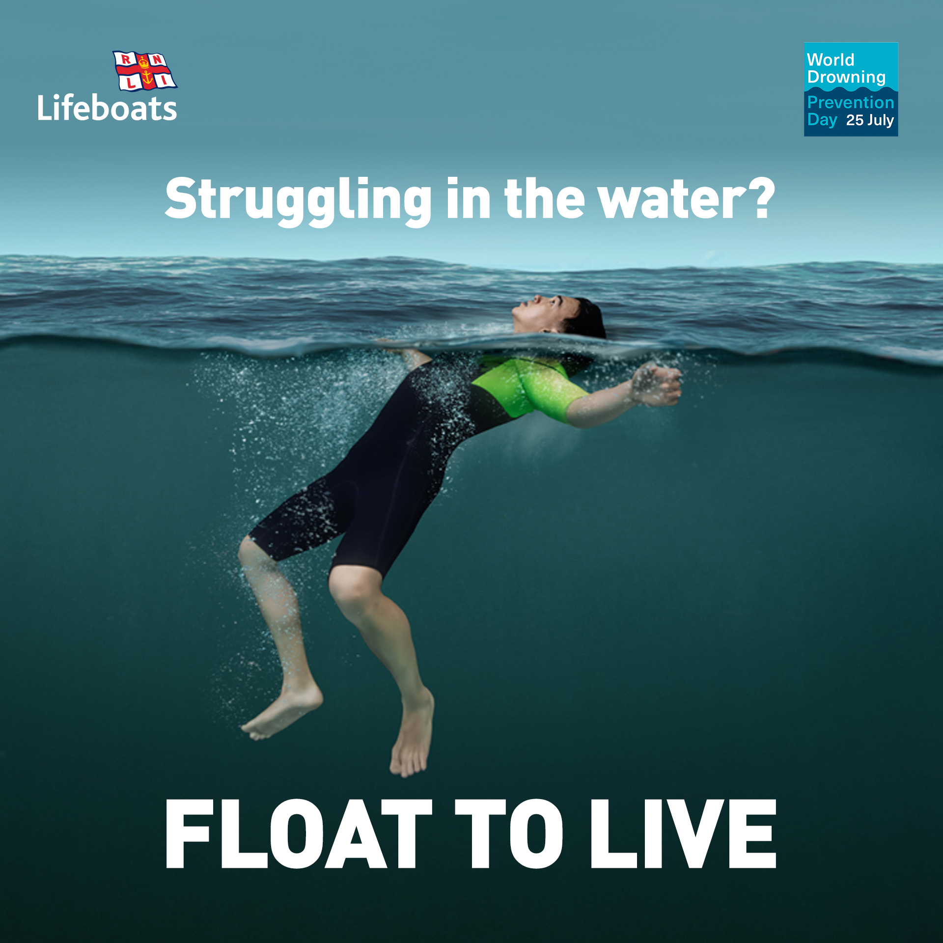 Person floating in water