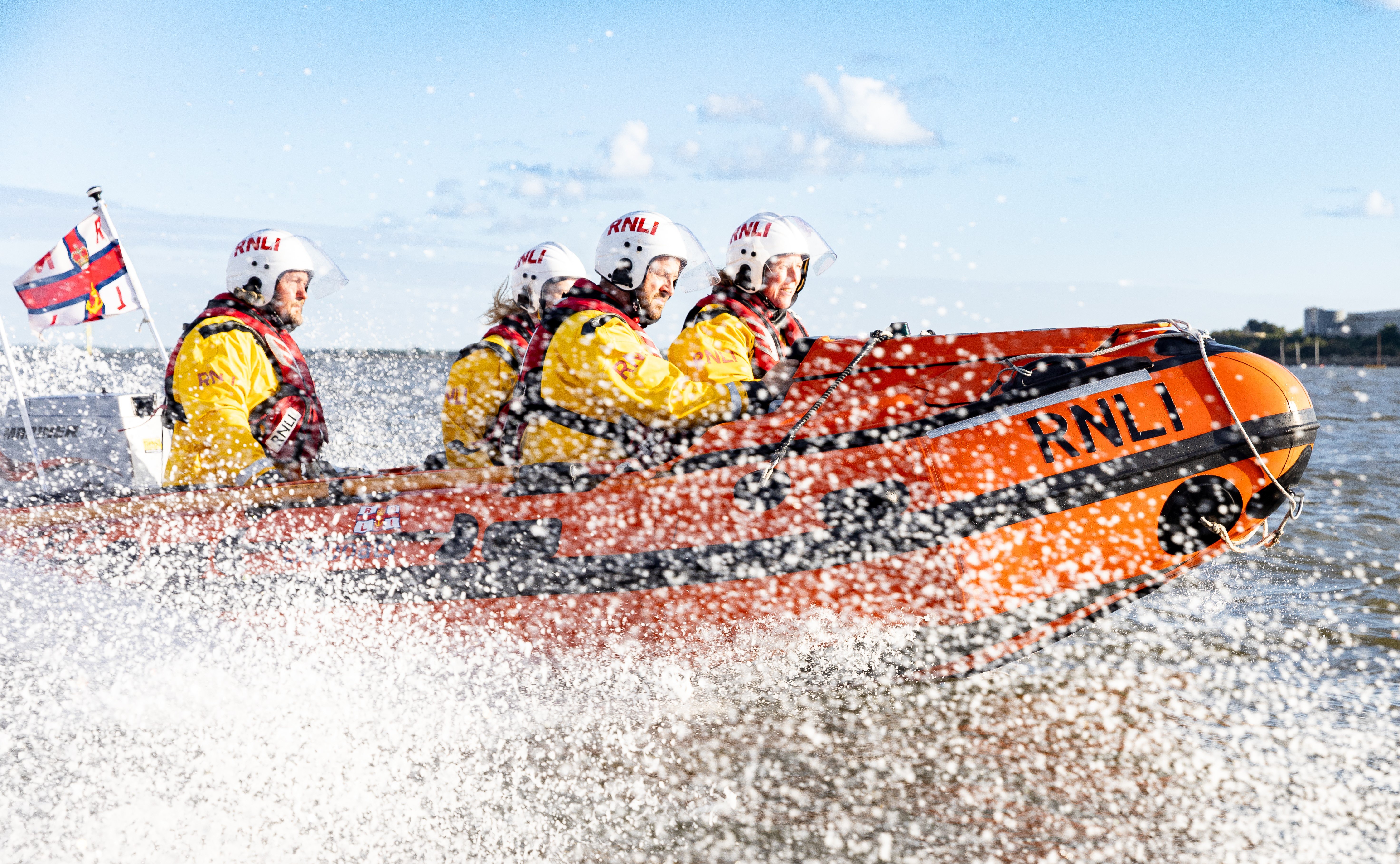 Wexford RNLI D Class Lifeboat and volunteer crew underway
