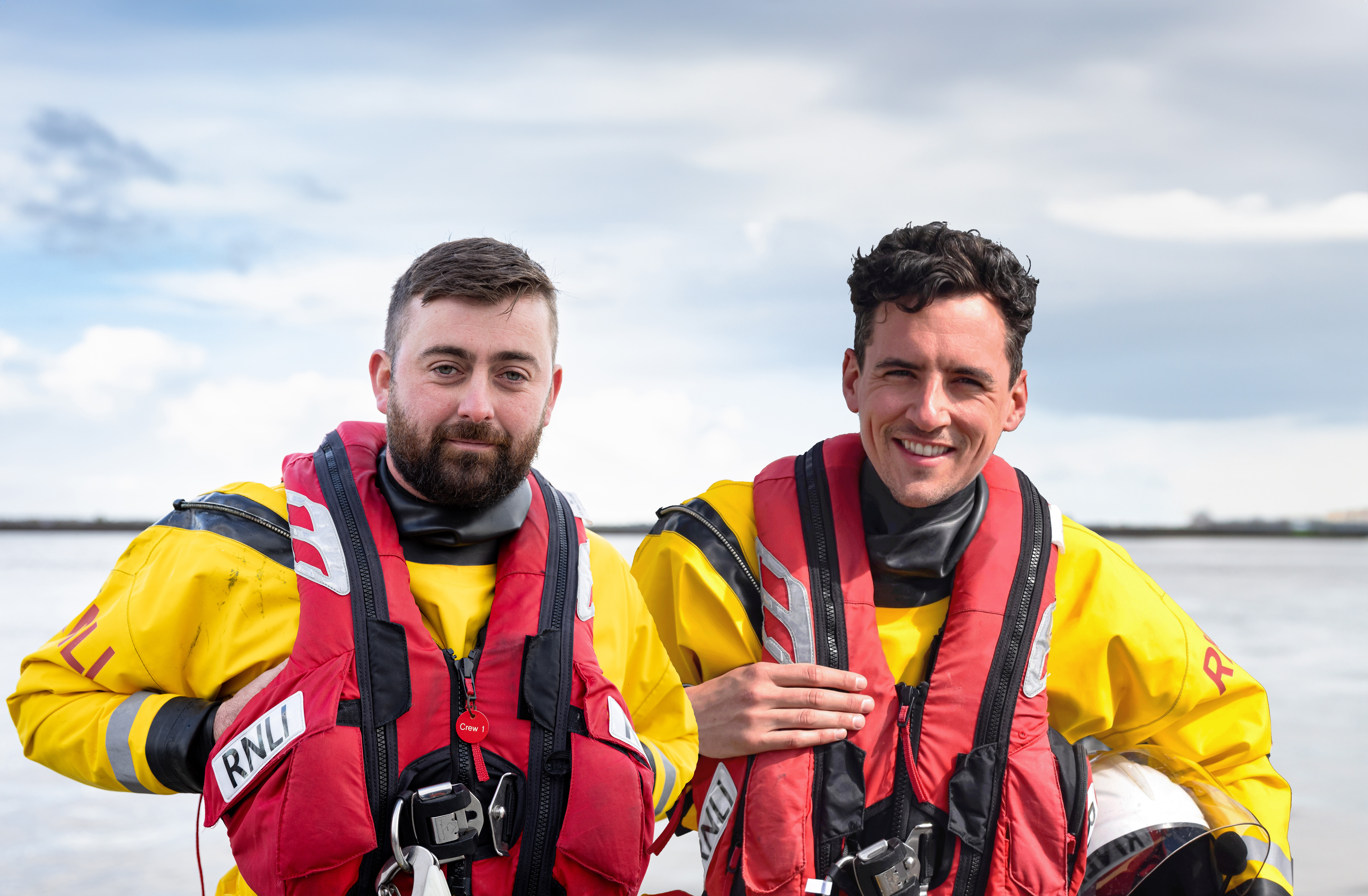 Russell Allen and Ashley Bard in their Gravesend RNLI Lifeboat Kit