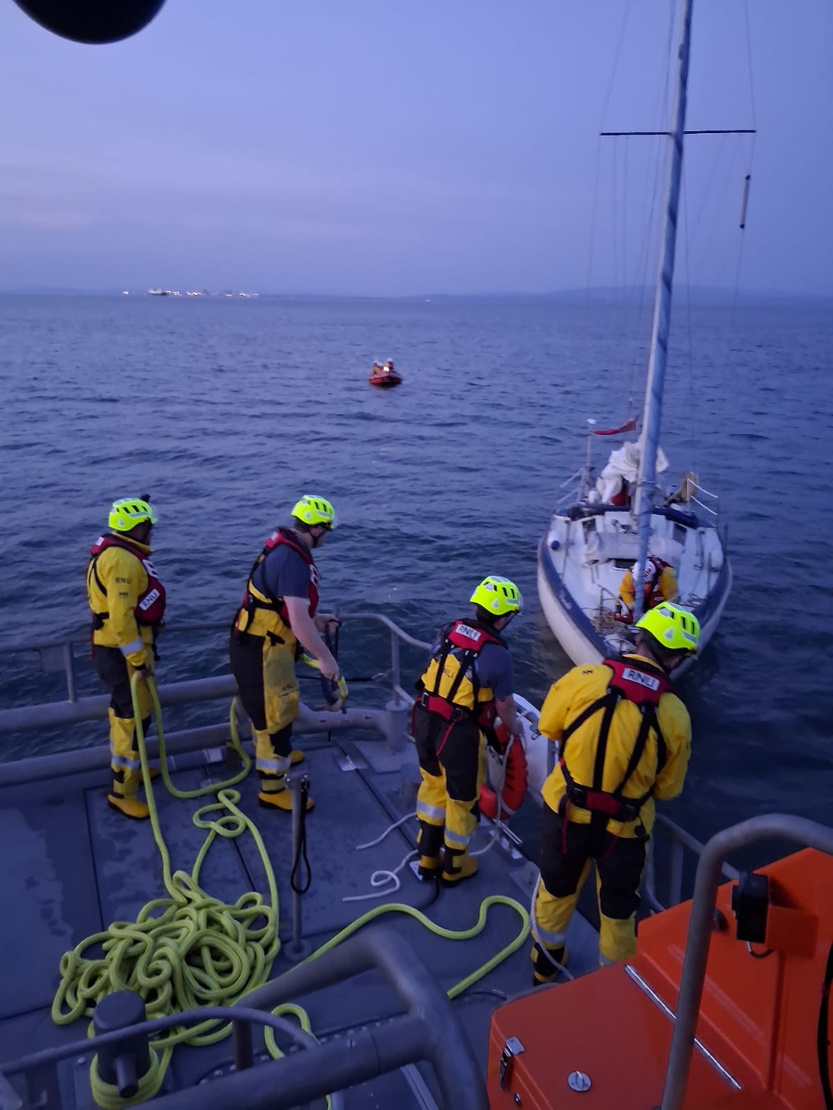 Barrow Lifeboat with the Casualty Vessel