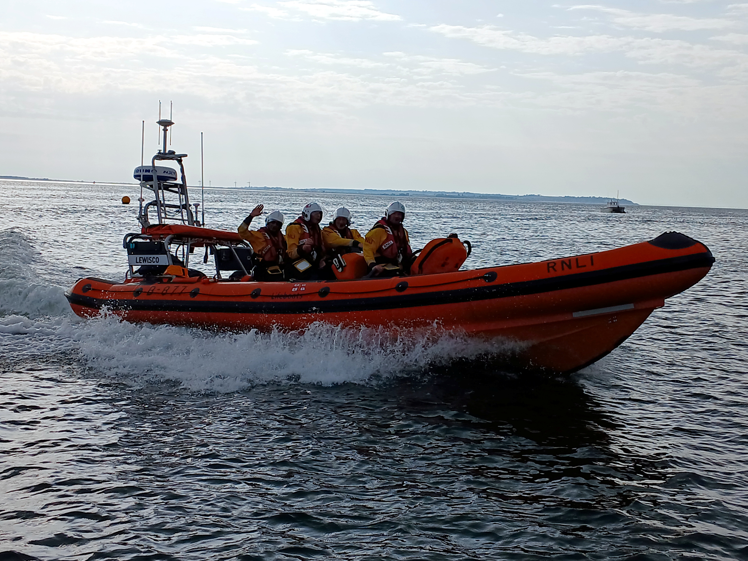 Whitstable lifeboat returns to station after the call to a missing child at Leysdown, Isle of Sheppey.