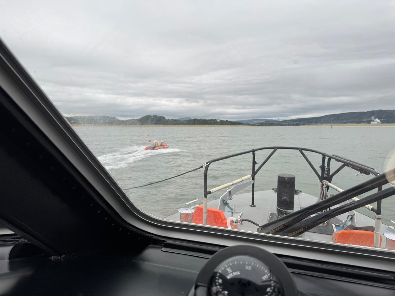 Port Talbot and Mumbles RNLI joint exercise view from all weather lifeboat