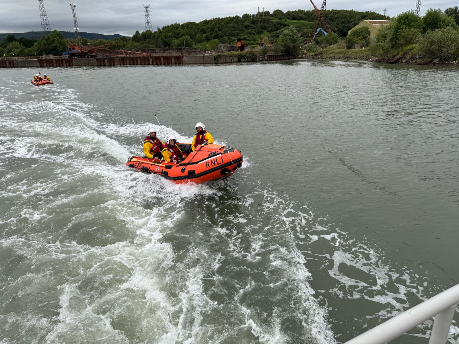 Port Talbot and Mumbles RNLI joint exercise view from all weather lifeboat