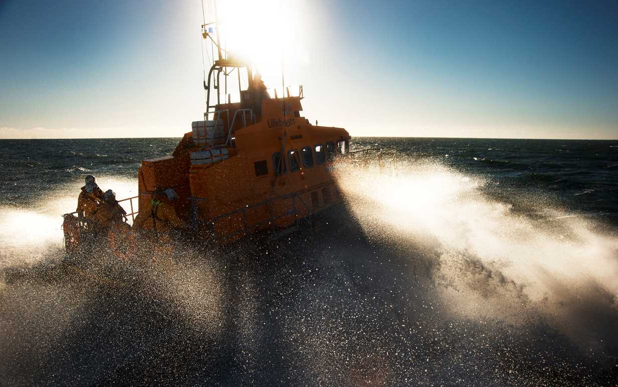 An all-weather lifeboat at sea