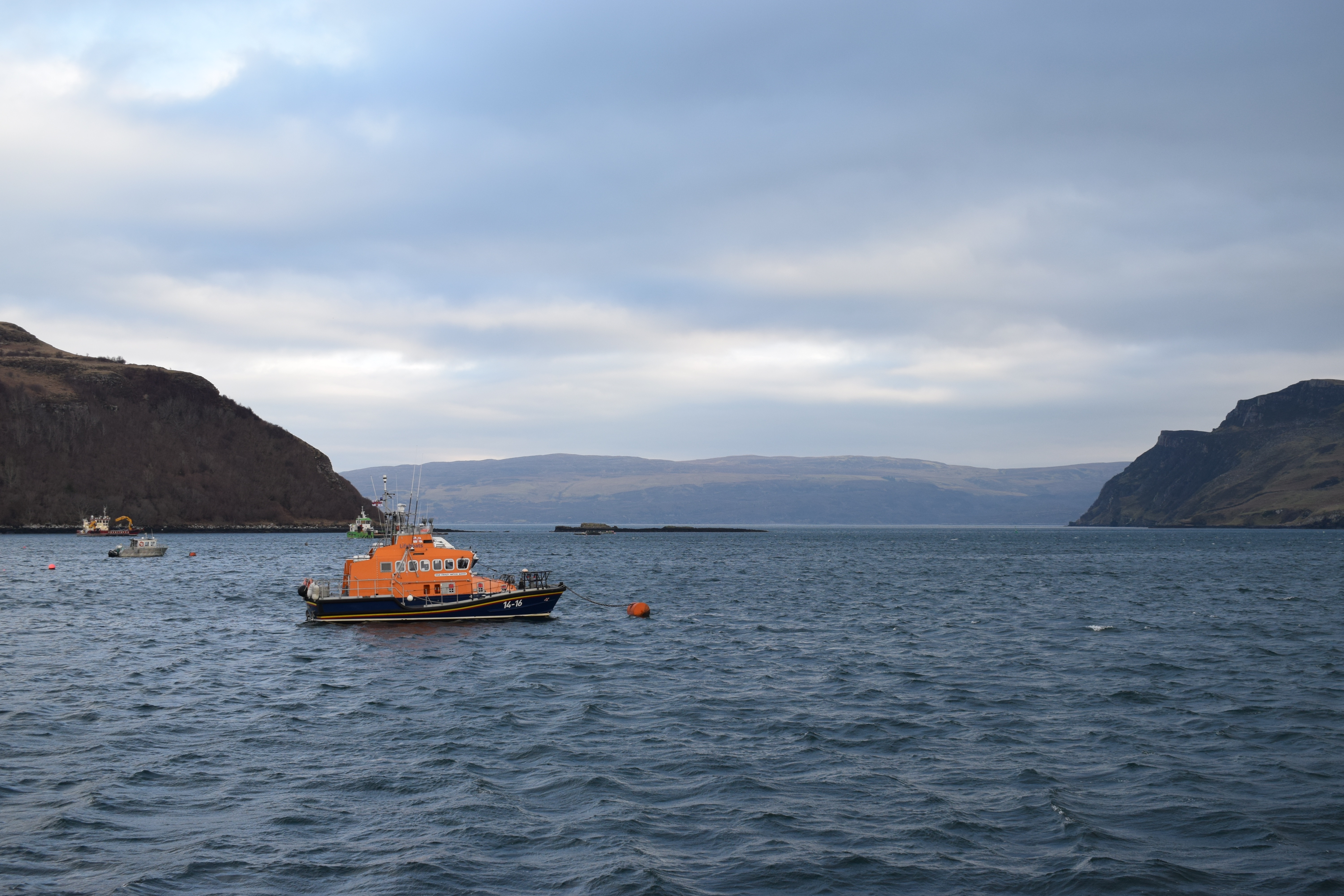 Portree lifeboat on the mooring