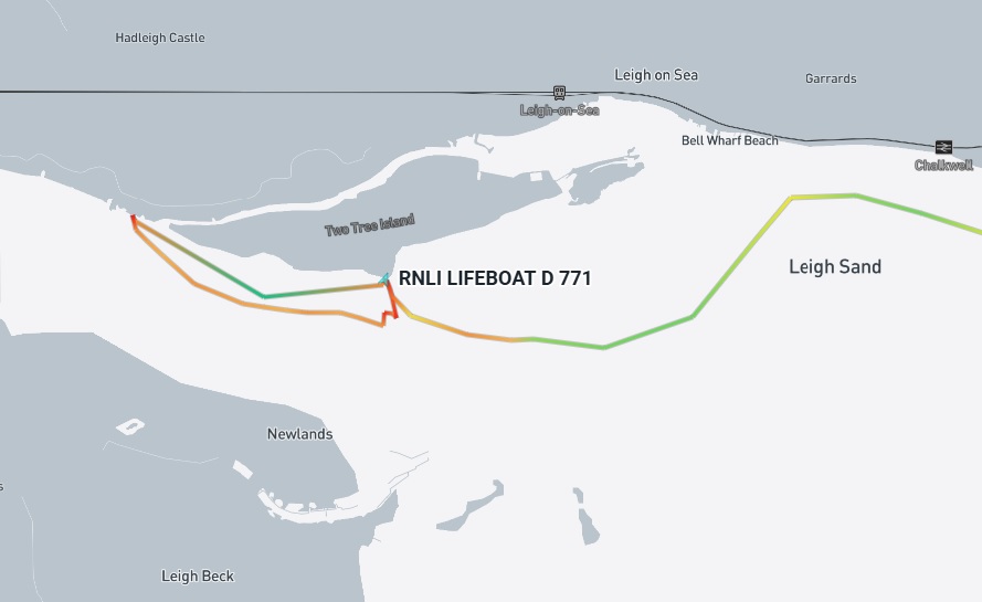 Track of D-771 William Henderson during the call out on AIS tracker