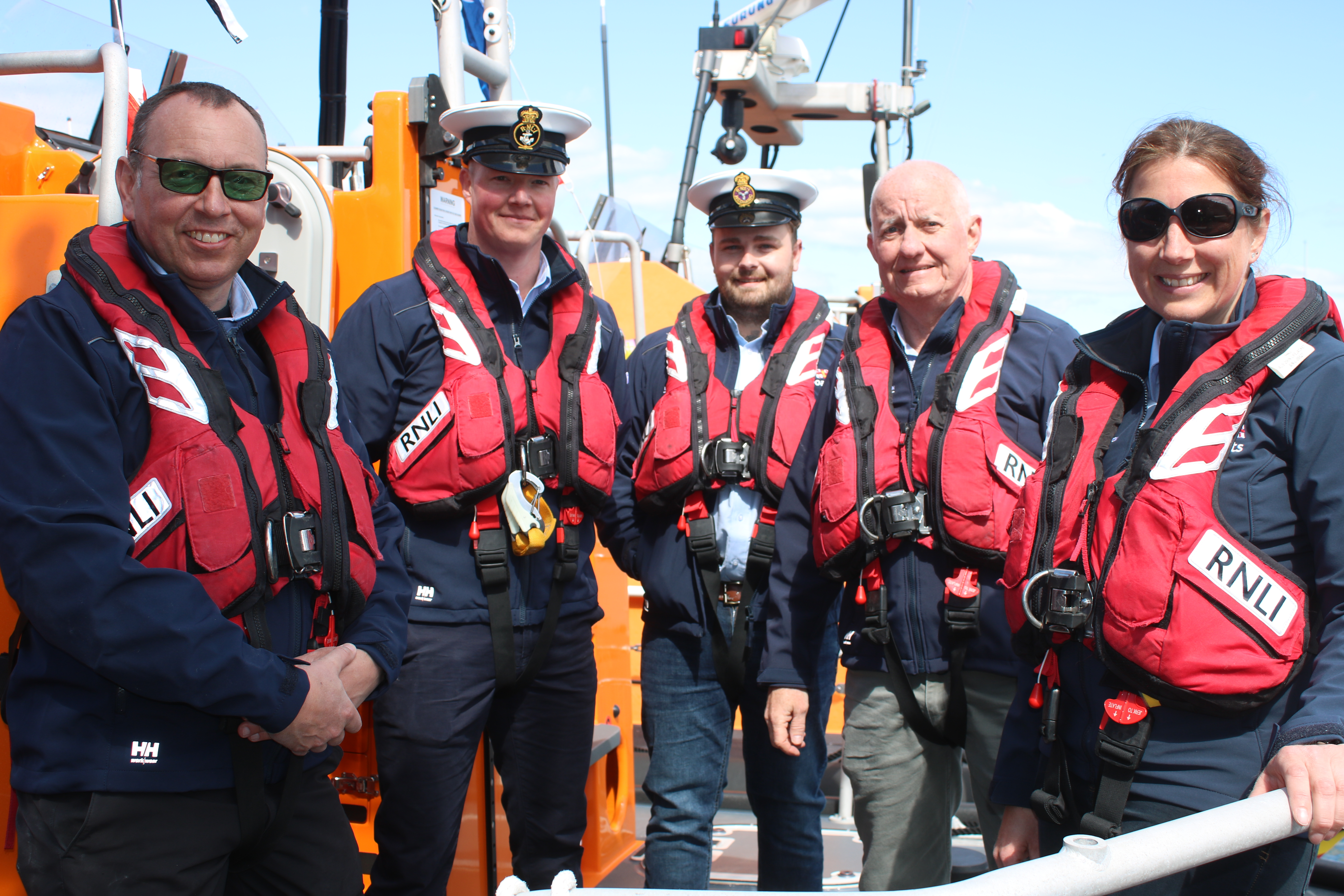 Troon lifeboat volunteers following the passage to Troon with the new lifeboat