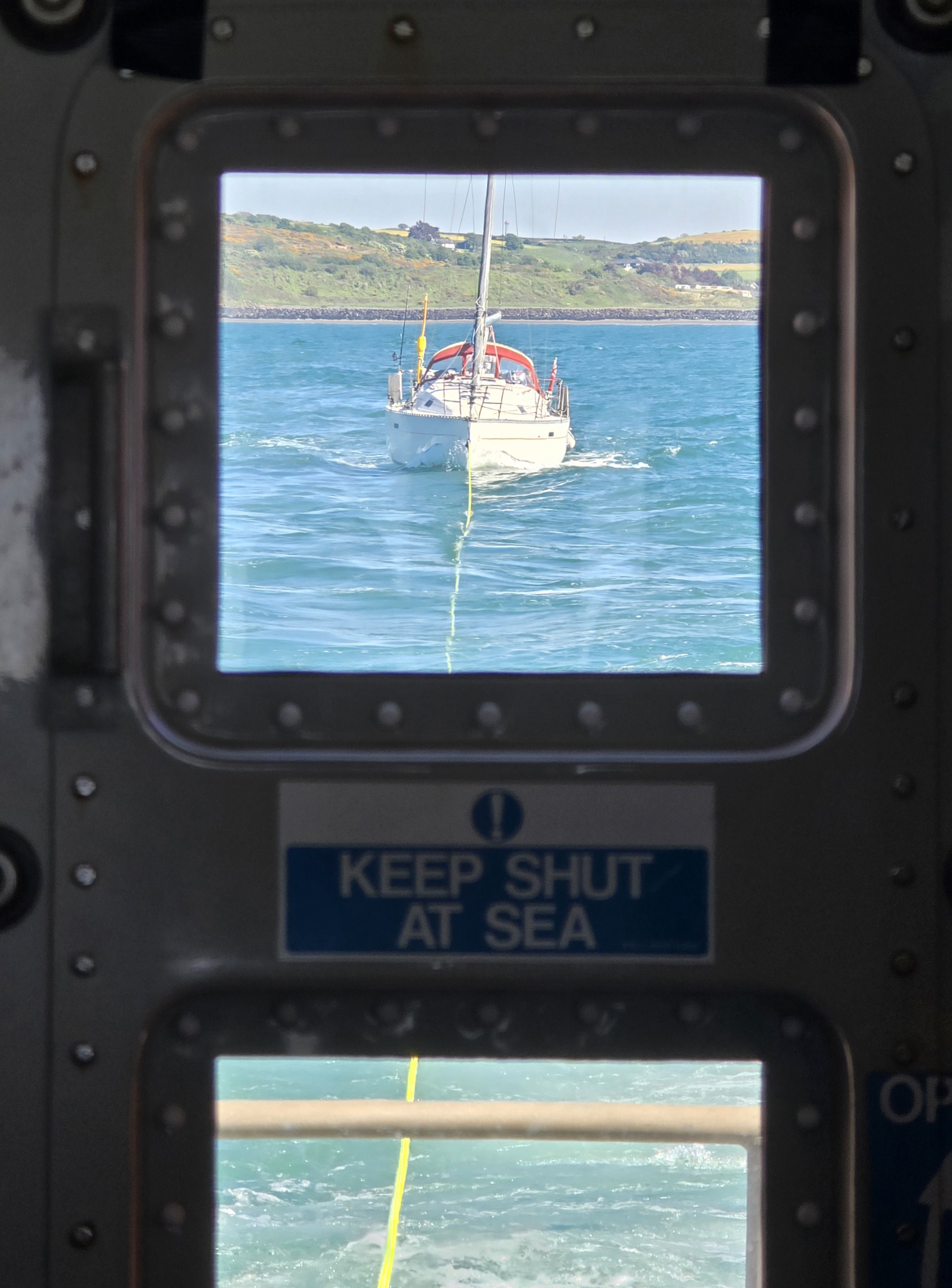 View from inside the lifeboat as it had the casualty under tow.