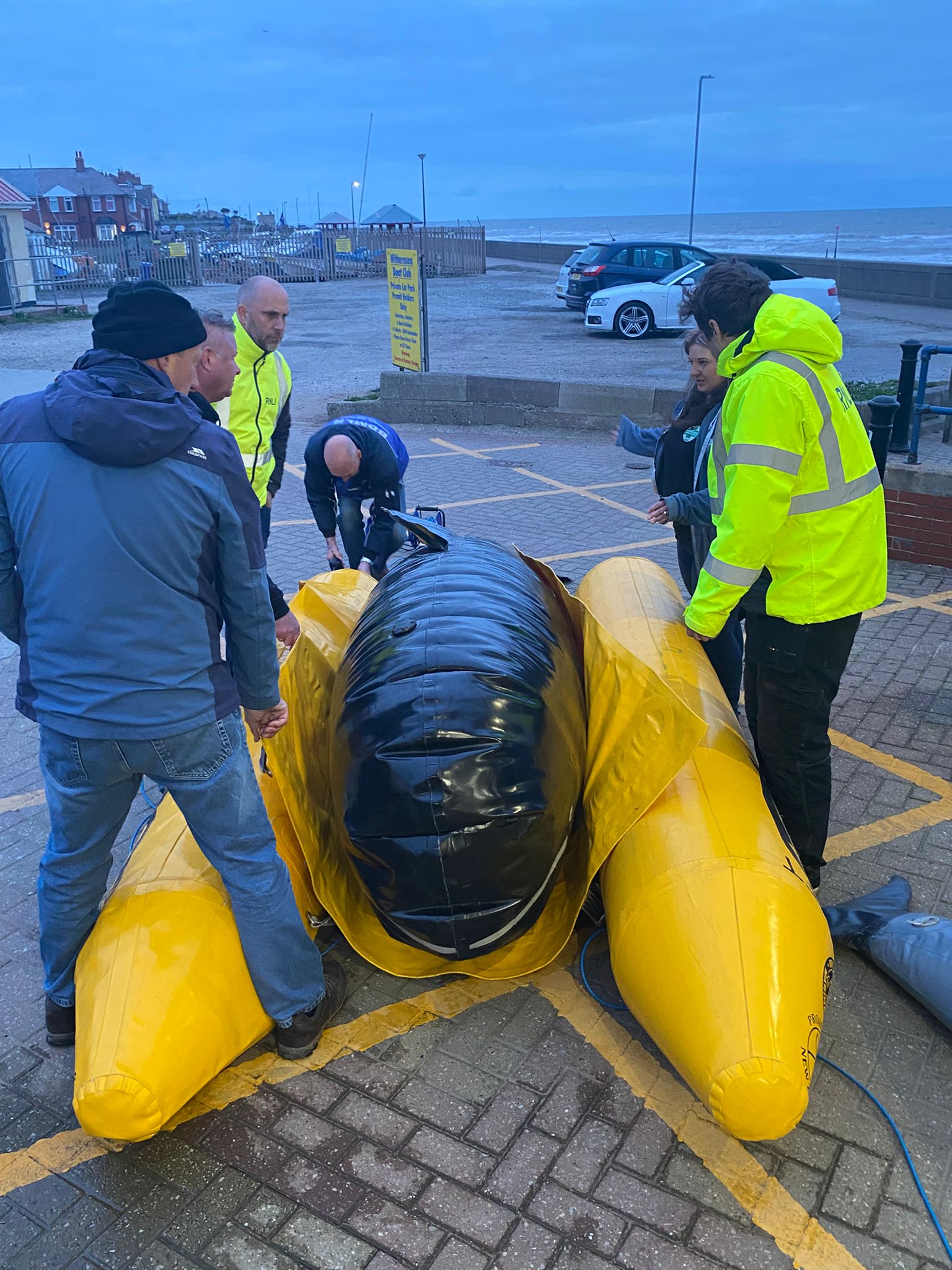 inflatable equipment being spoken to by BDMLR volunteers.