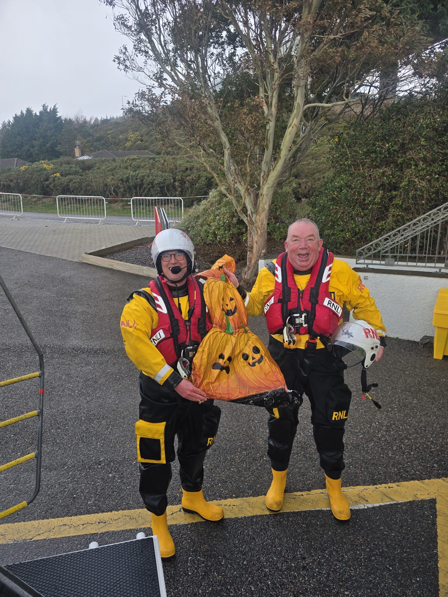 Helm Doug Grant and crew member Ross Caird with their Halloween haul