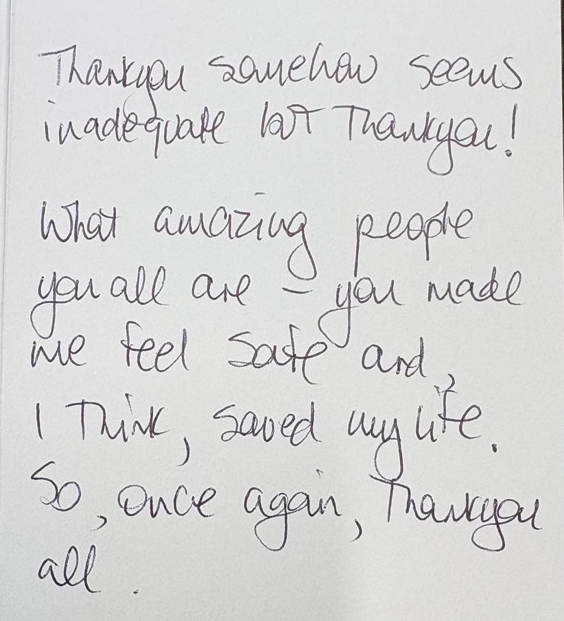 Photo of handwritten note left at the station