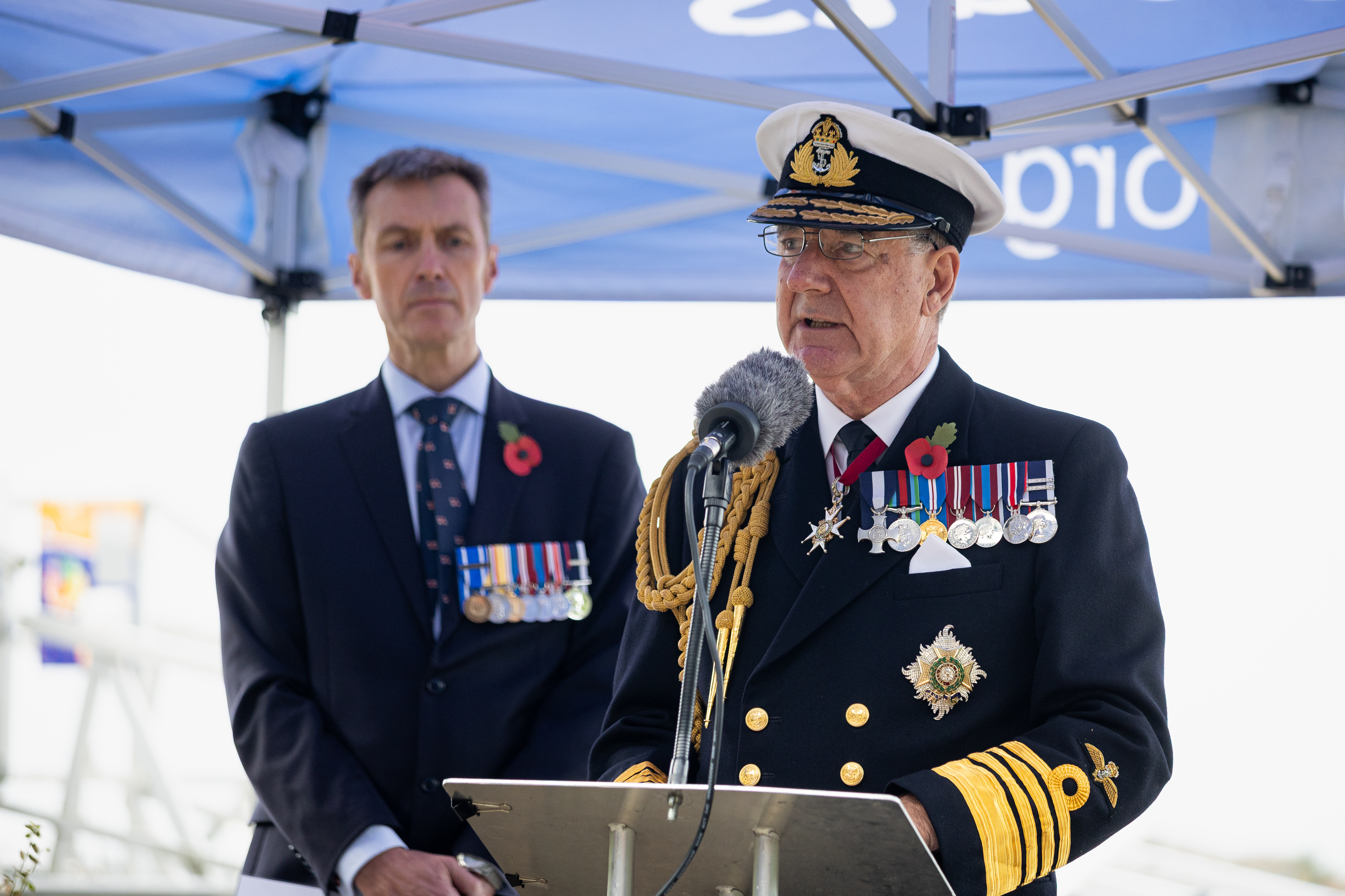 Admiral Sir George Zambellas speaking at the service