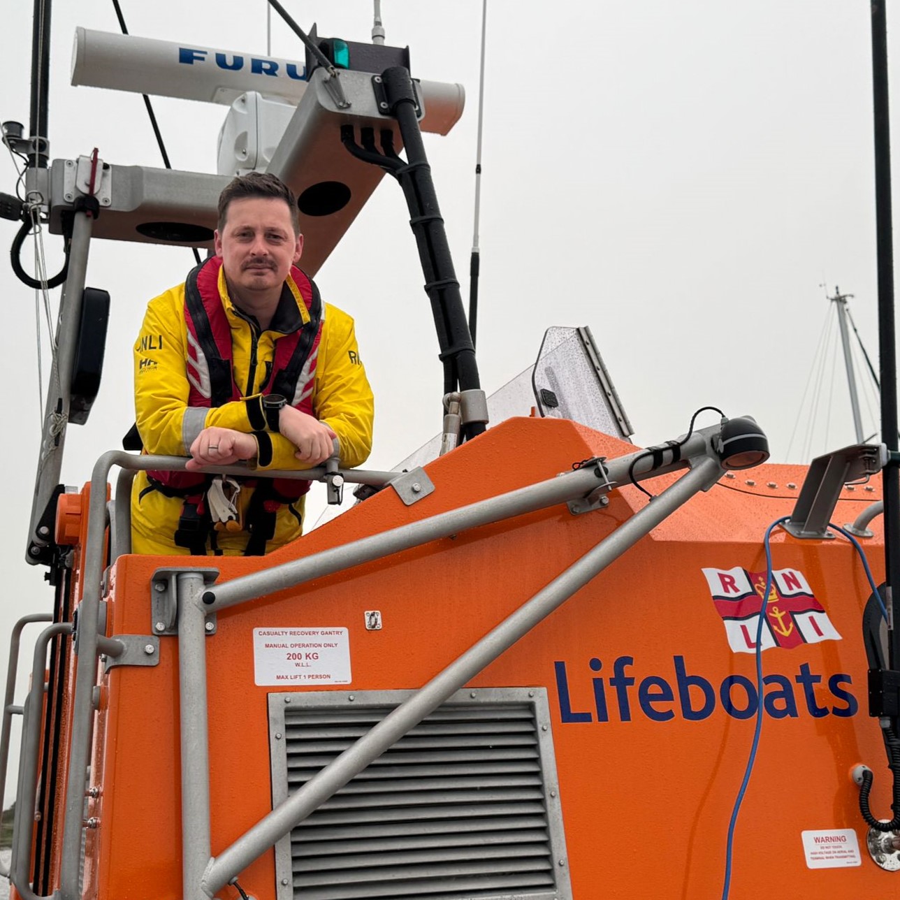 Anton Hook, coxwain Pwllheli RNLI on board all-weather lifeboat the Smith Brothers