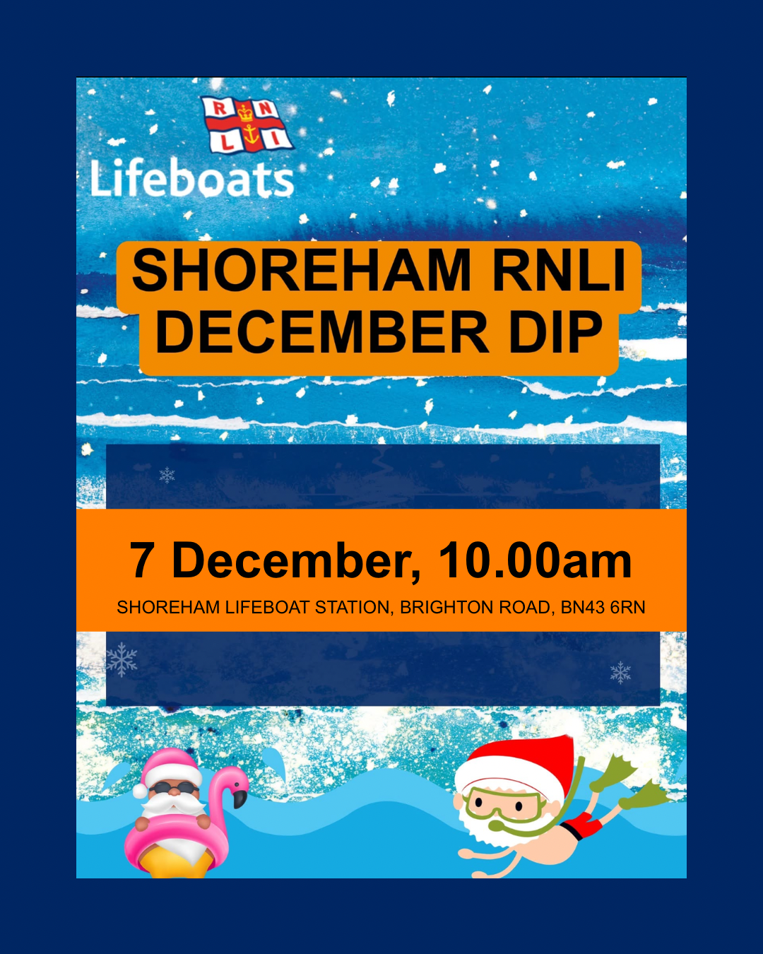 Poster with details of the Shoreham RNLI December Dip. 