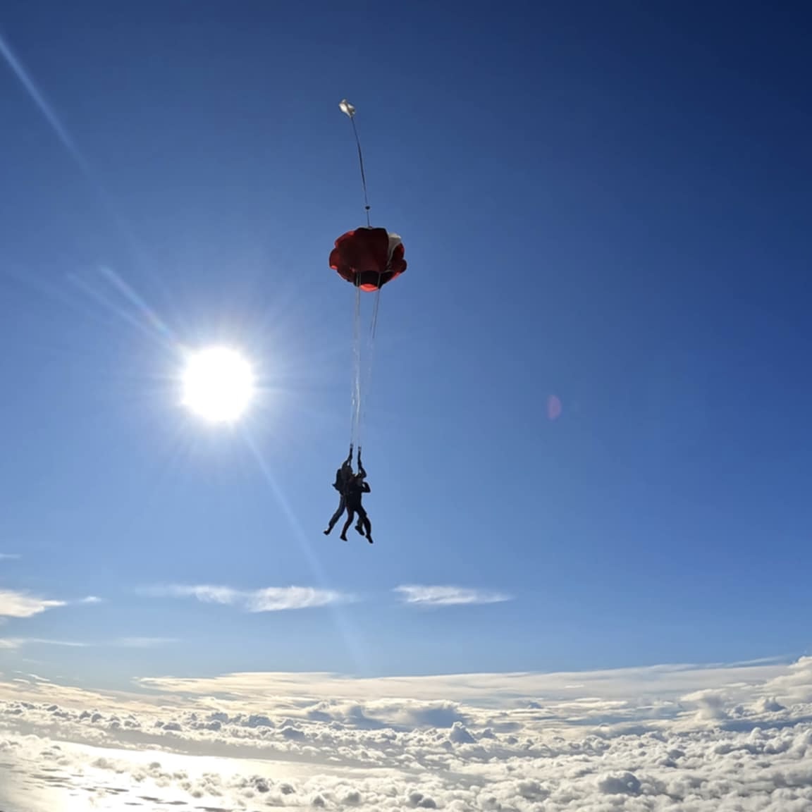 Deploying the parachute during the skydive