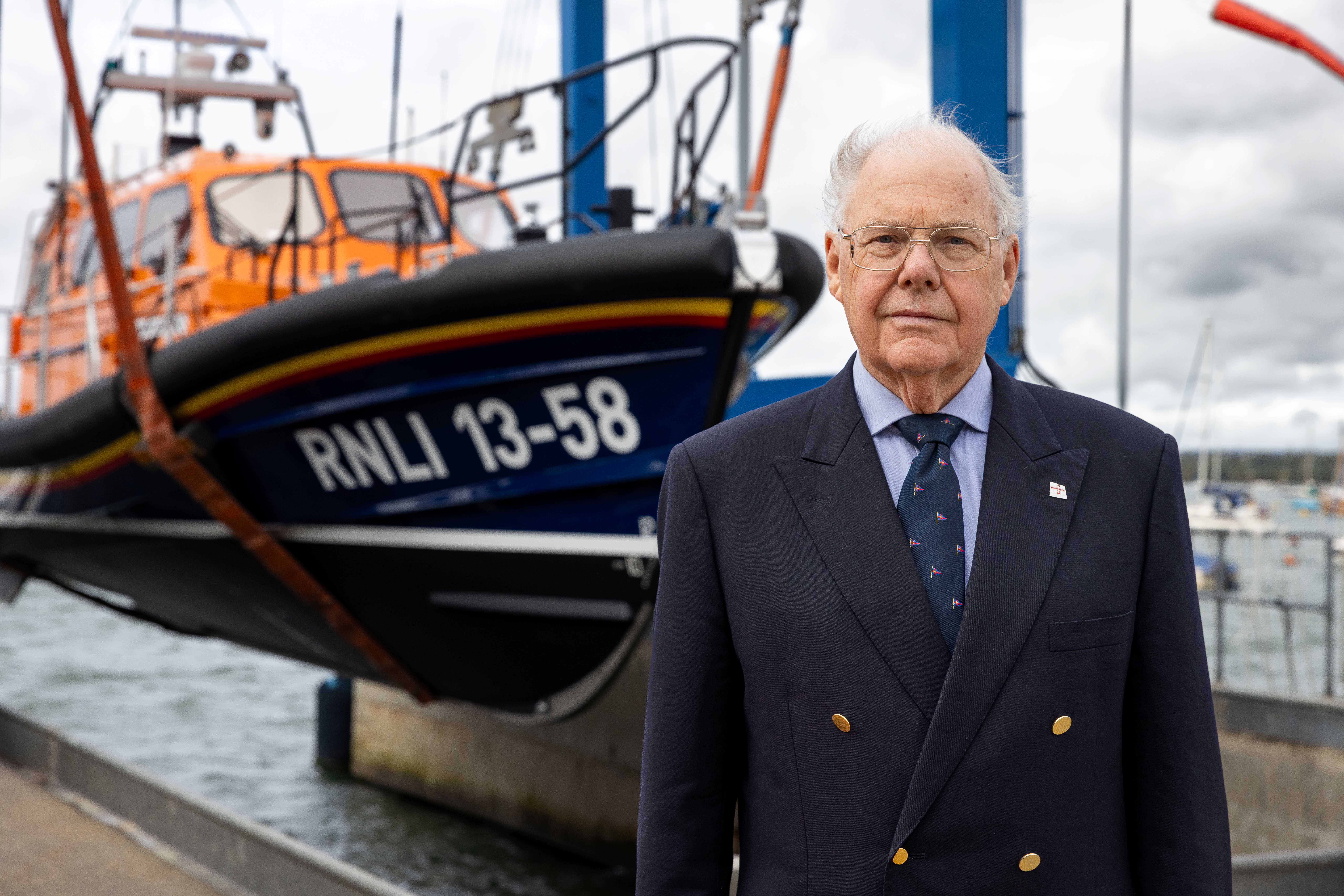 Michael Cameron in front of the new lifeboat