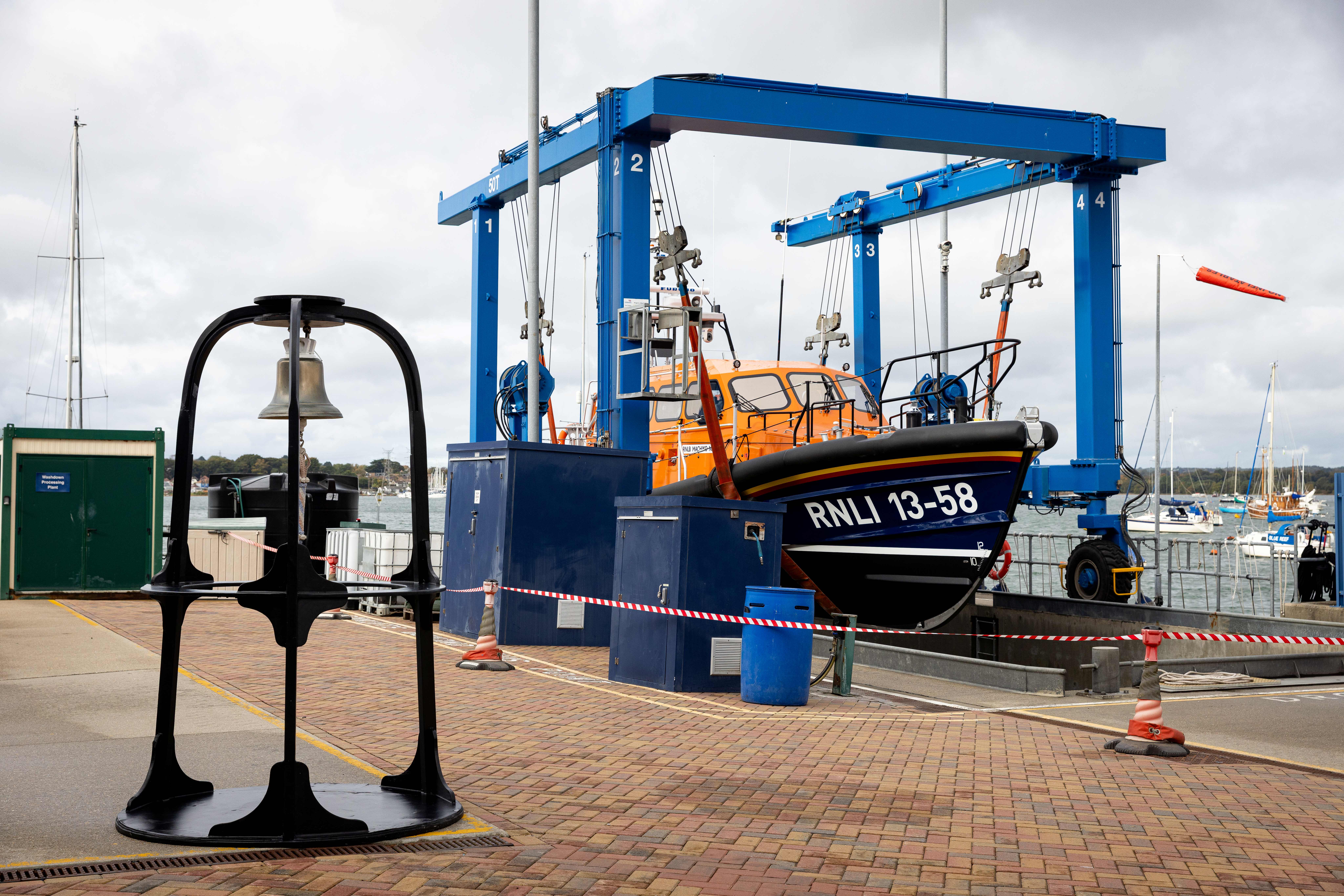 The new lifeboat before it hits the water for the first time