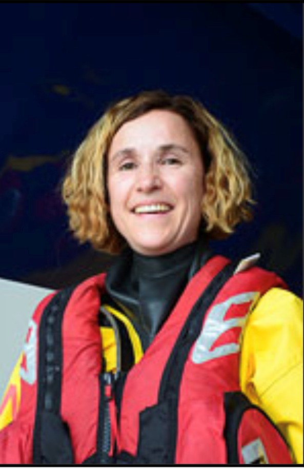 Portrait photograph of Wells RNLI Water safety officer Mandy Humphreys in full RNLI branded kit