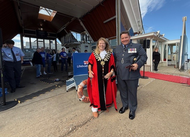 Officials at Aldeburgh naming ceremony in official uniform with metals 