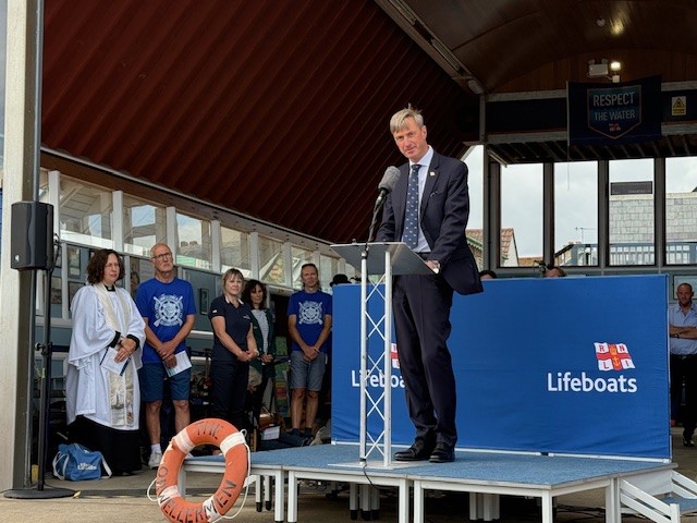 RNLI Chief Executive Peter Sparkes at Aldeburgh RNLI Naming ceremony 