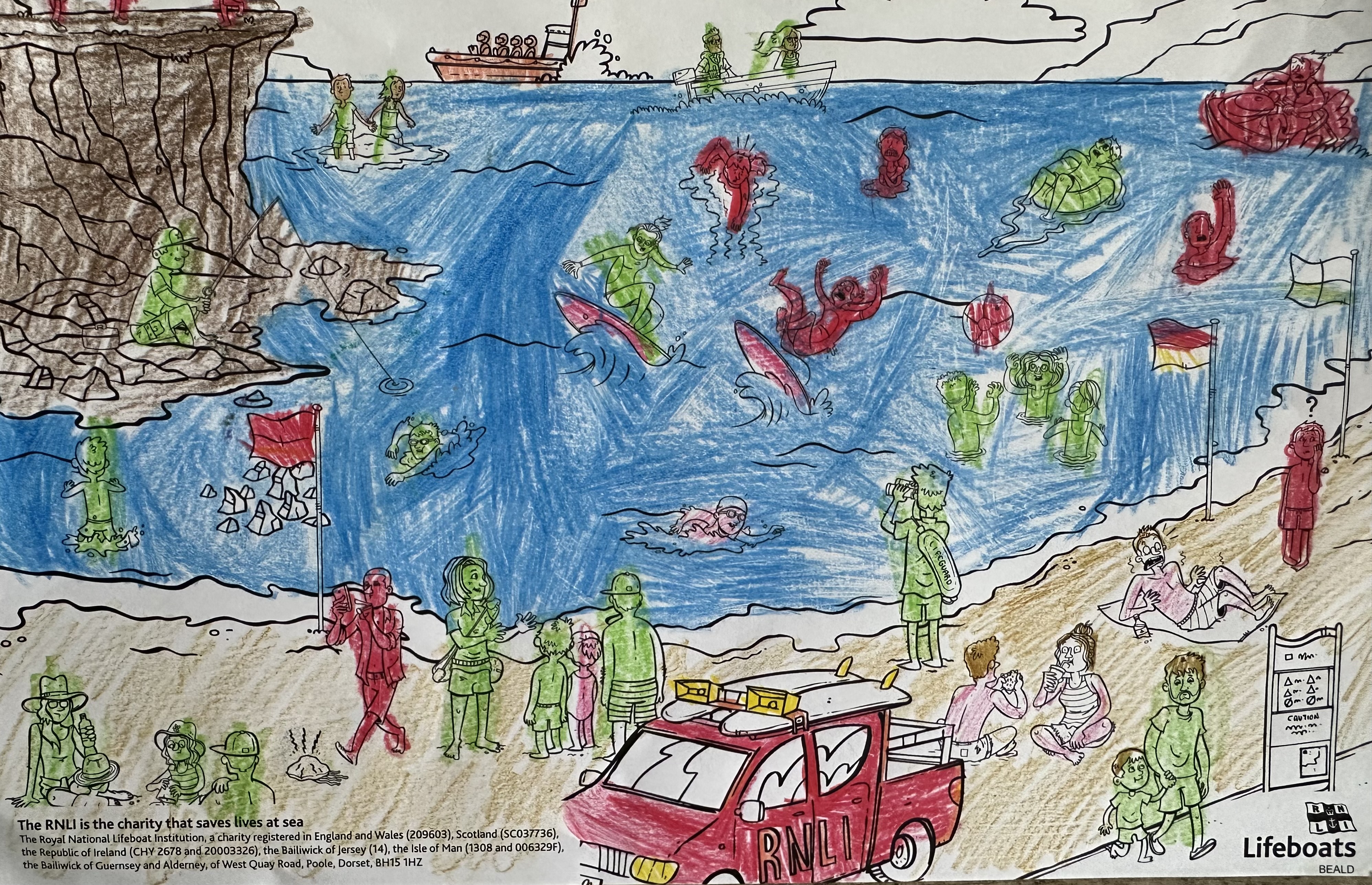 Colouring activity provided by the Exmouth RNLI fundraising event, "Rocking for the RNLI"
