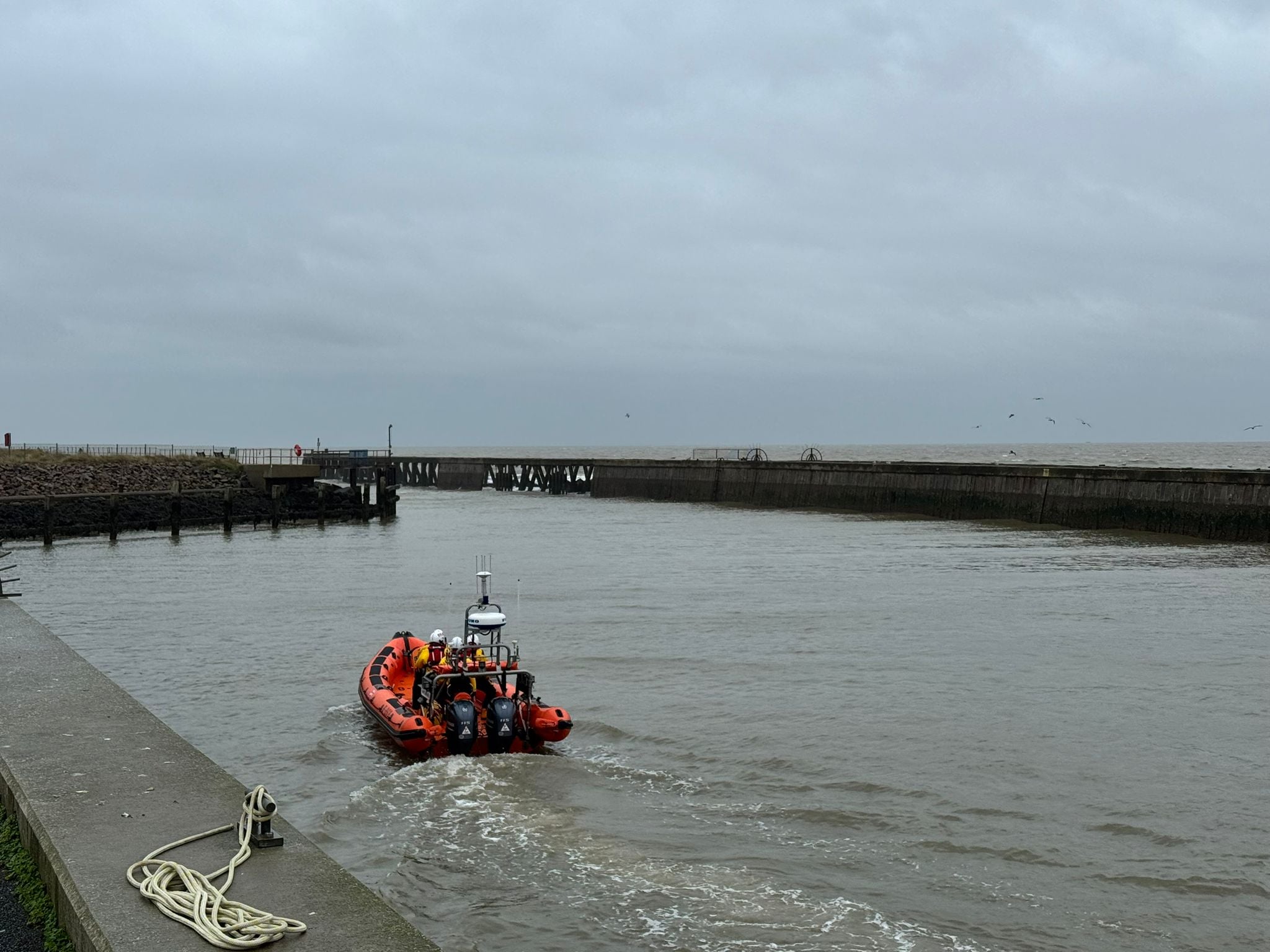 Southwold Lifeboat leaving the harbour on Thursday 17 September