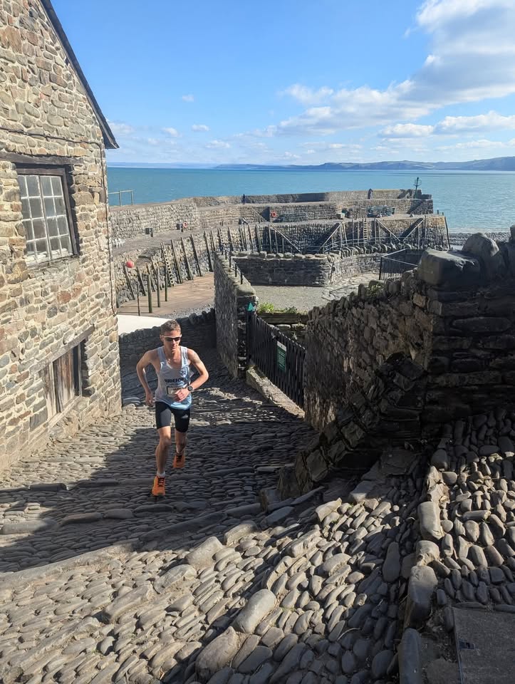 A runner tackles the Cobble Wobble route