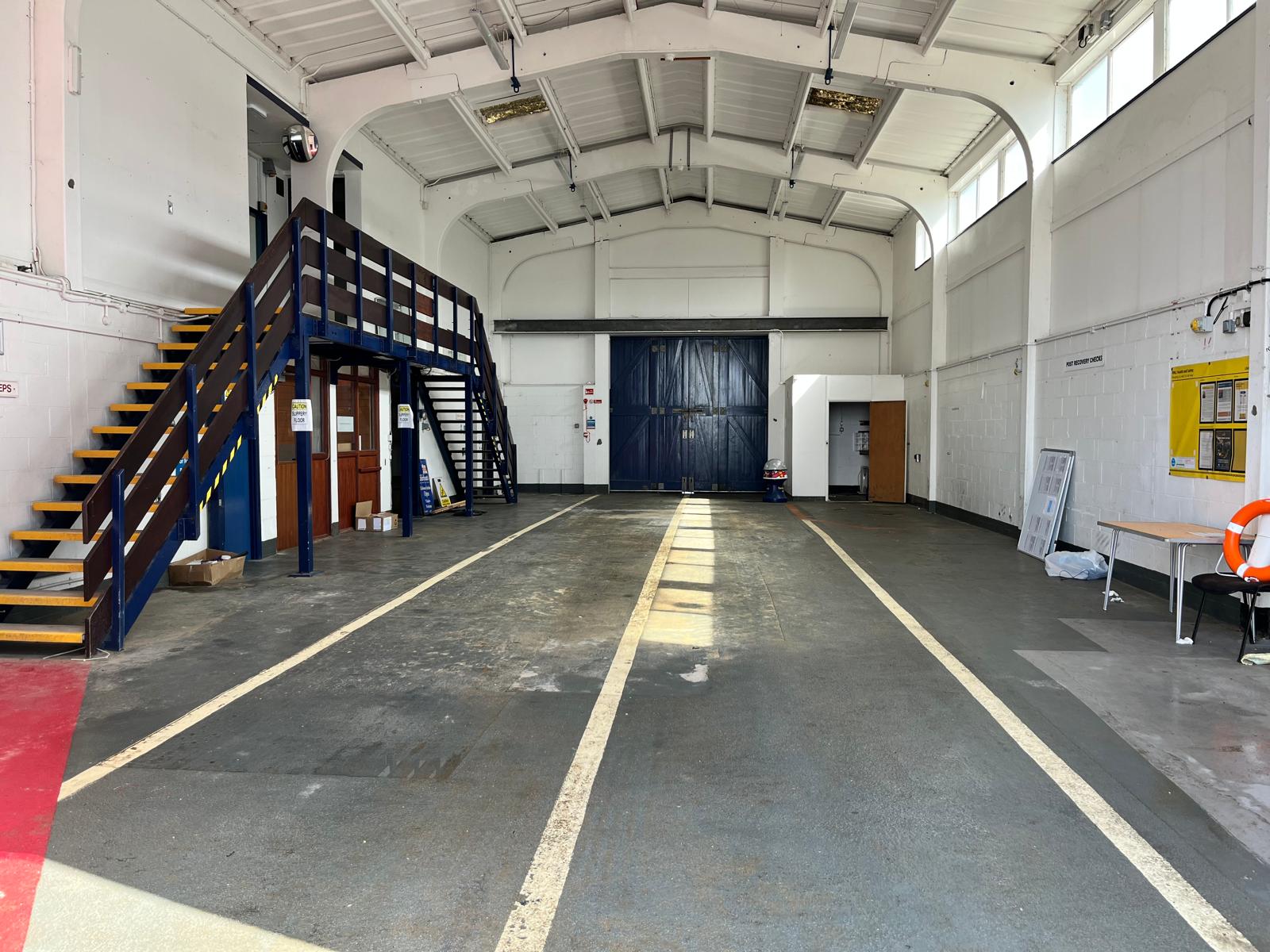 The empty boat hall prior to demolition