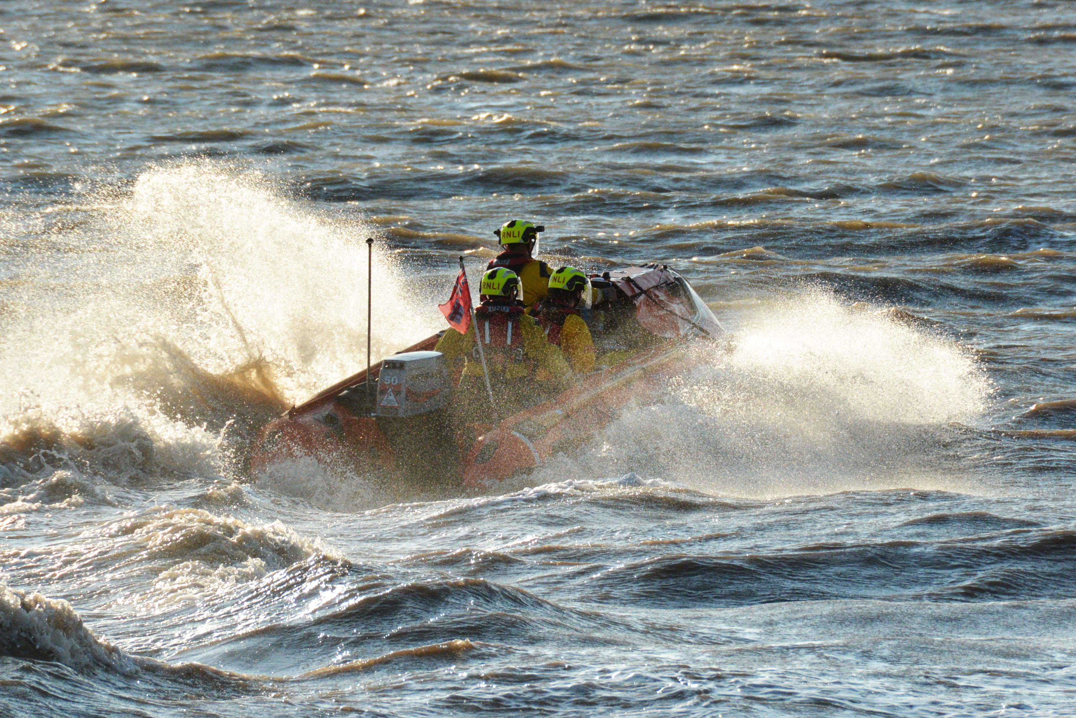 Burnham's D class lifeboat 'Burnham Reach' has just launched in to a light, to moderate' sea state