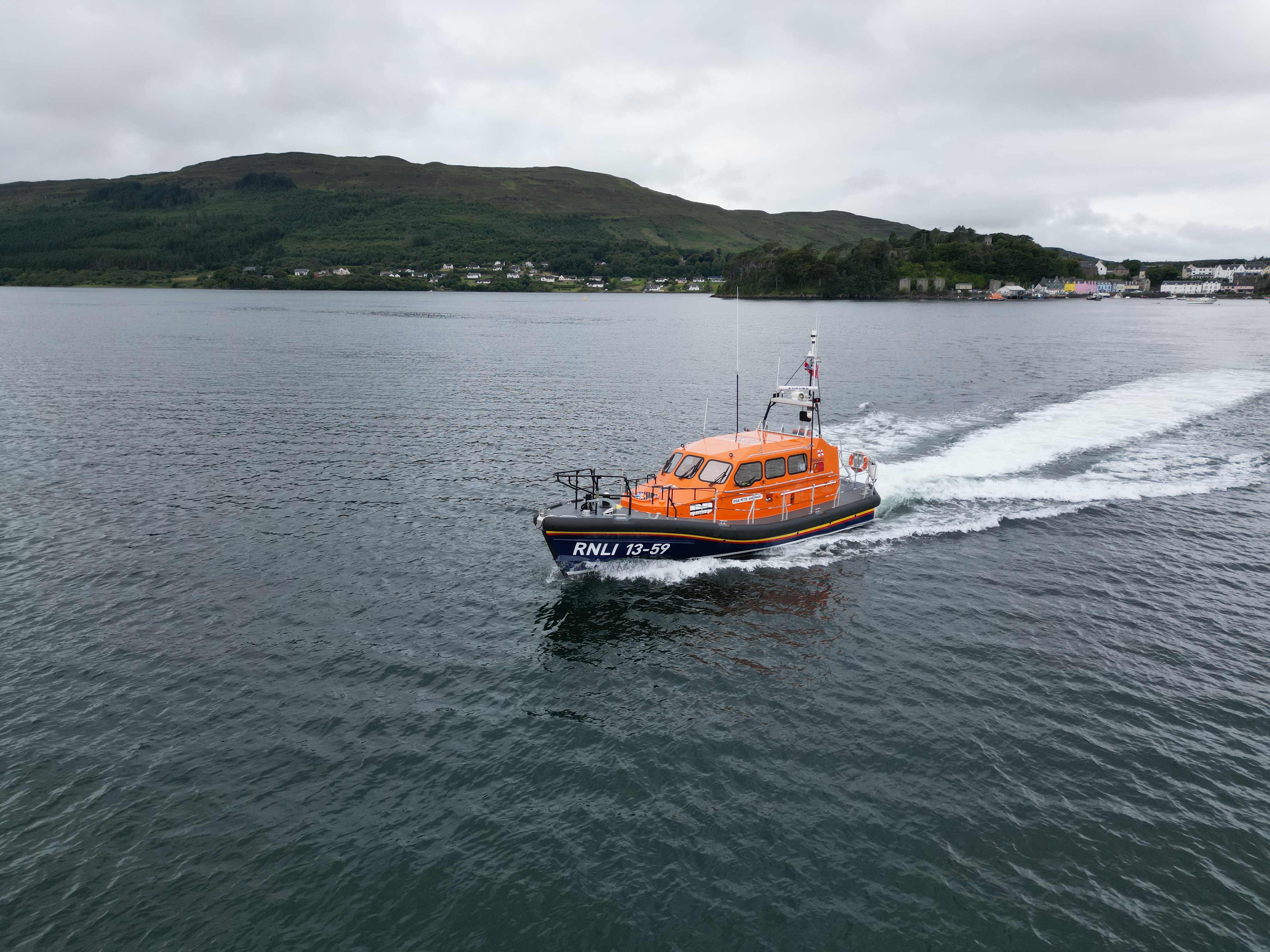 Portree RNLI lifeboat Peter and Mary 13-59 pictured at sea
