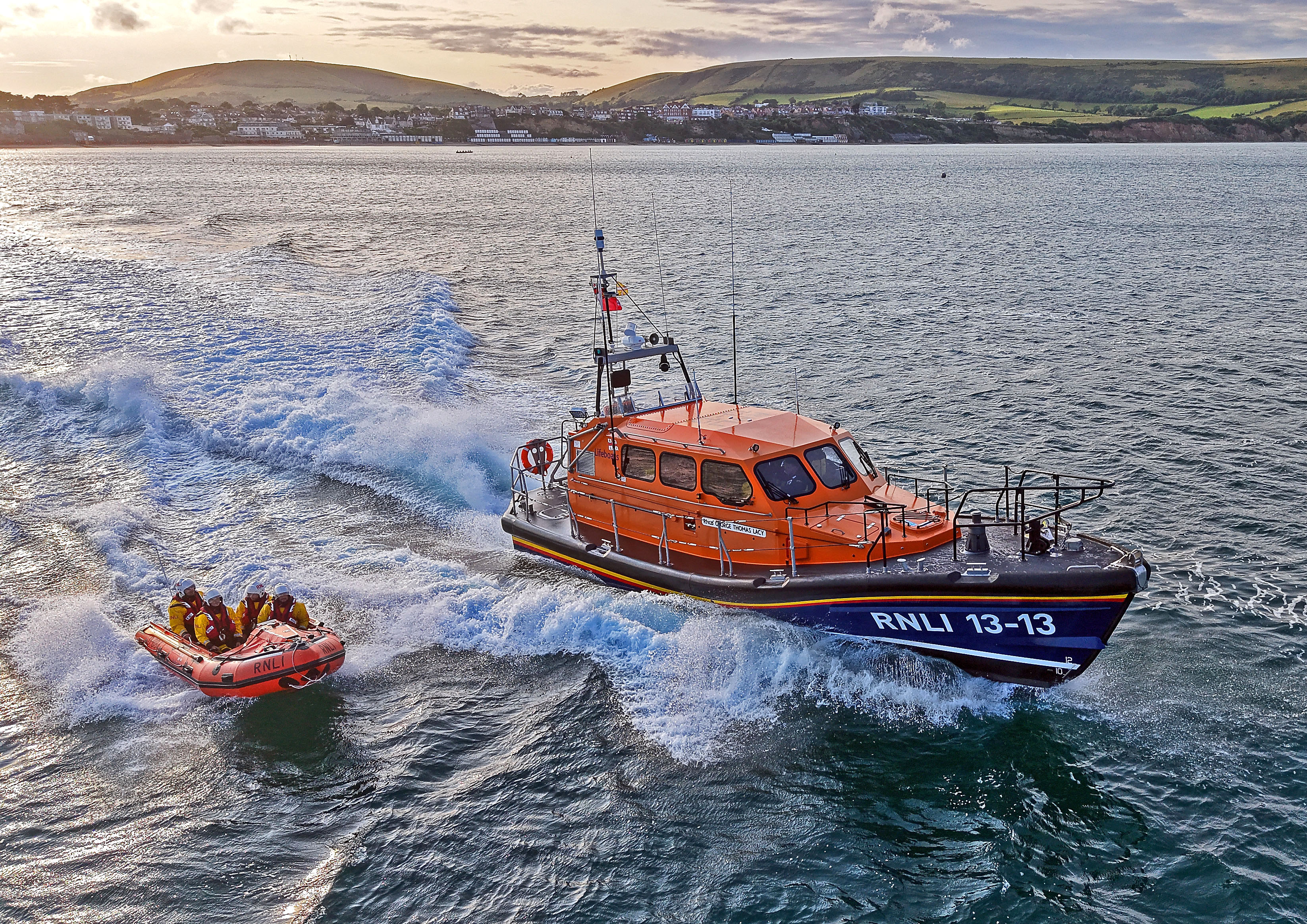 Both Swanage lifeboats in Swanage bay