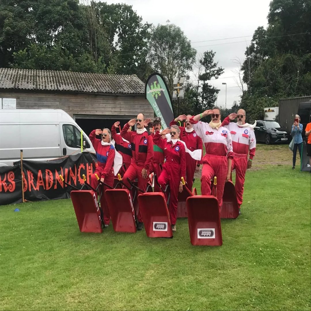 Squadron of Red Barrows at attention