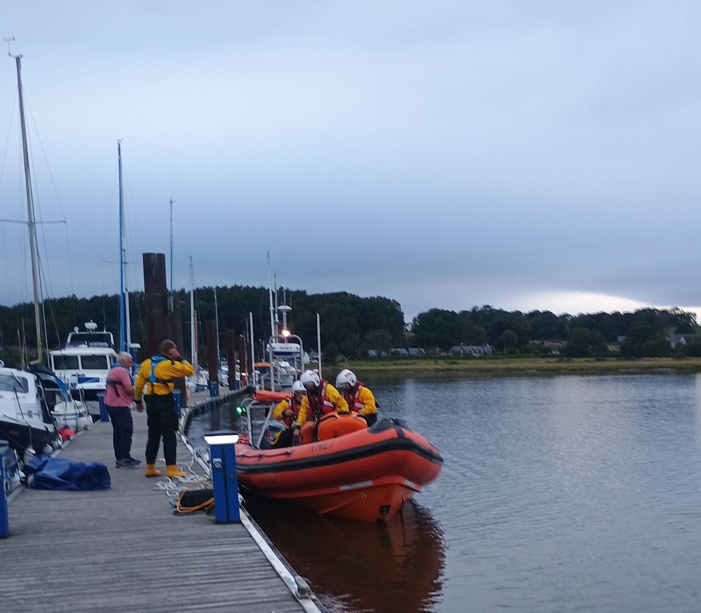 Sheila Stenhouse leaving marina to go to assistance of broken down boat 