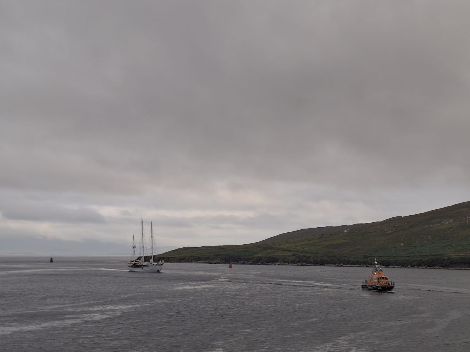 Achill Island RNLI escorting the sailing vessel back to shore