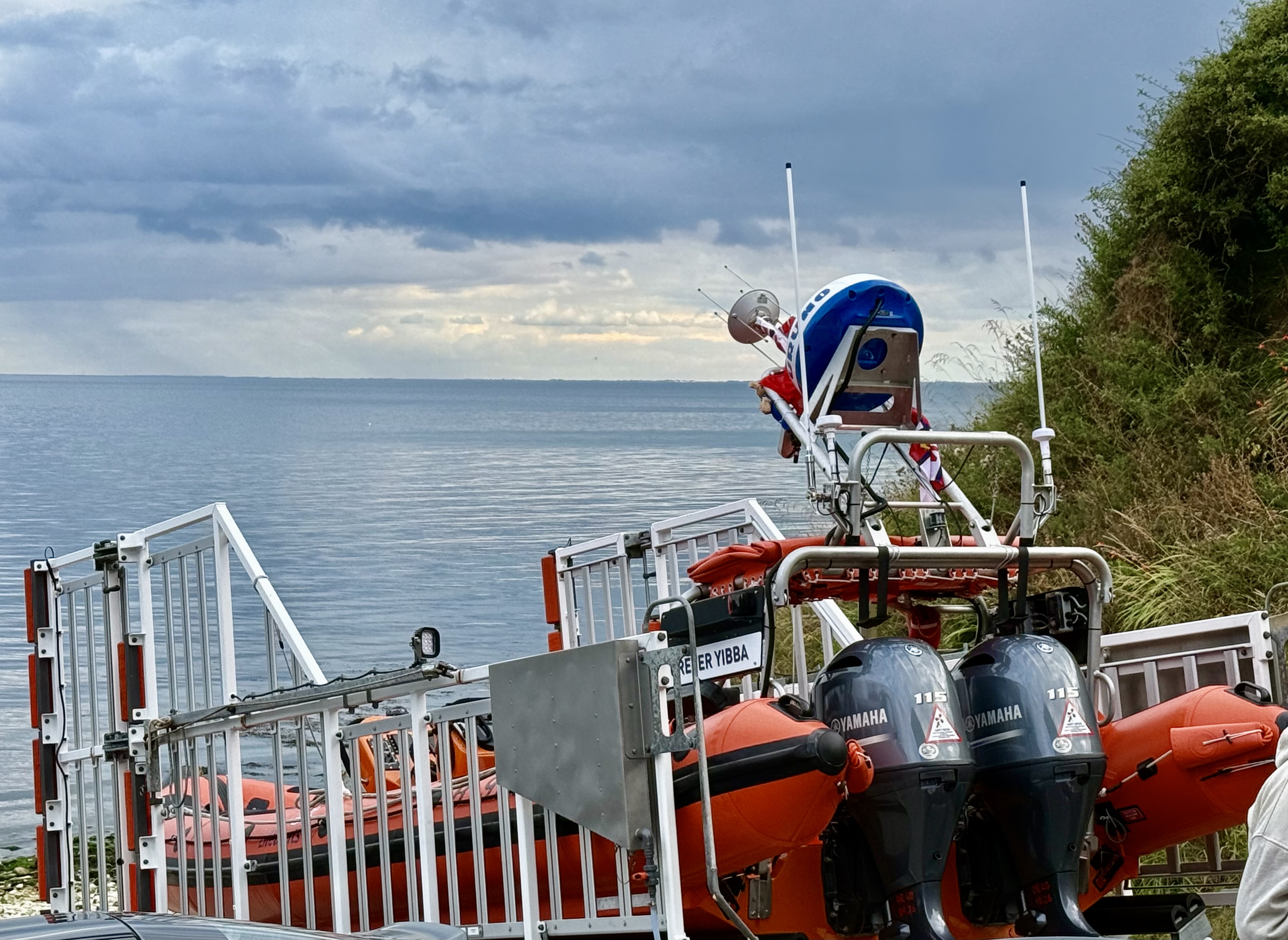 Lifeboat in carriage ready to launch 