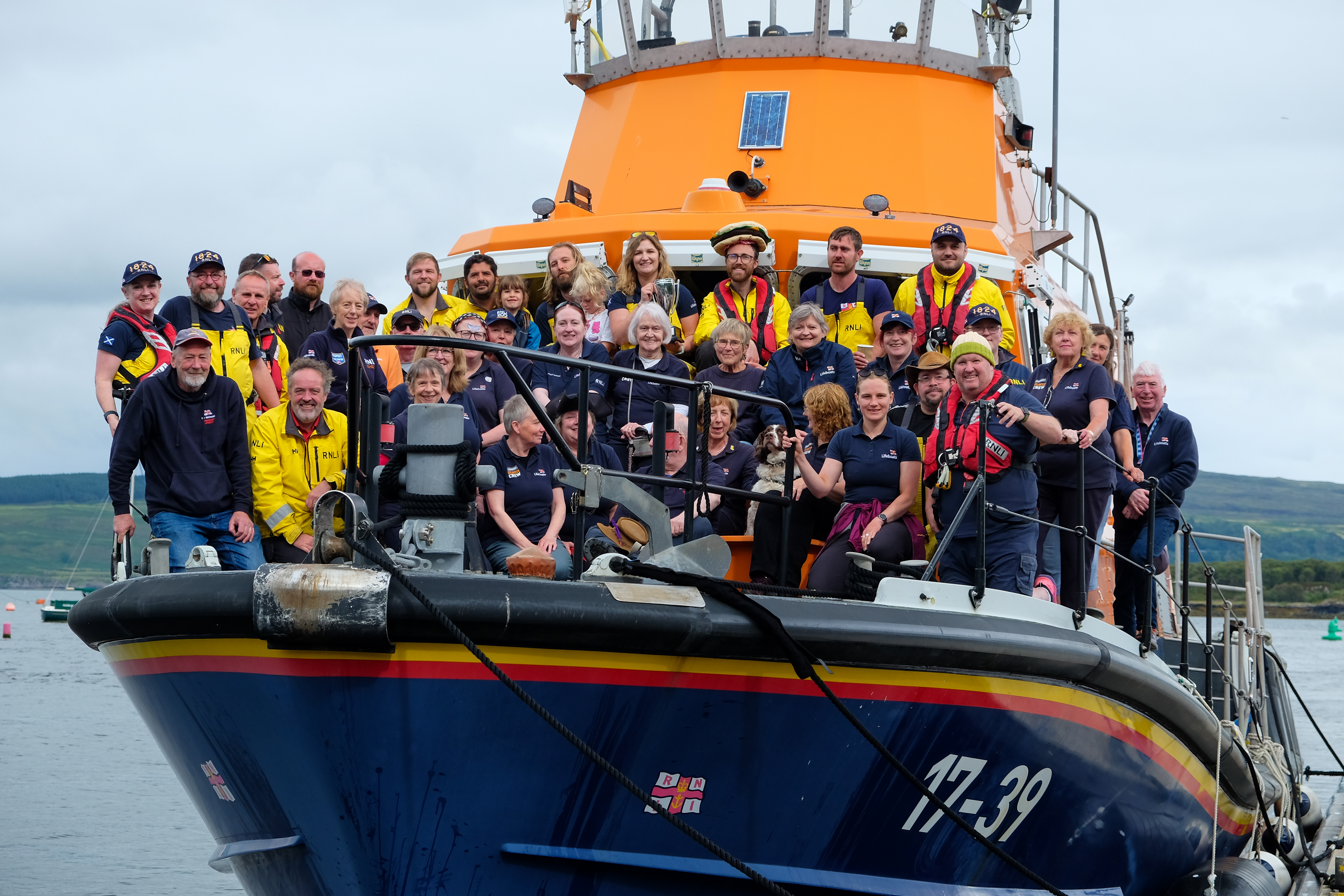 The volunteer crew and fundraisers on Tobermory lifeboat