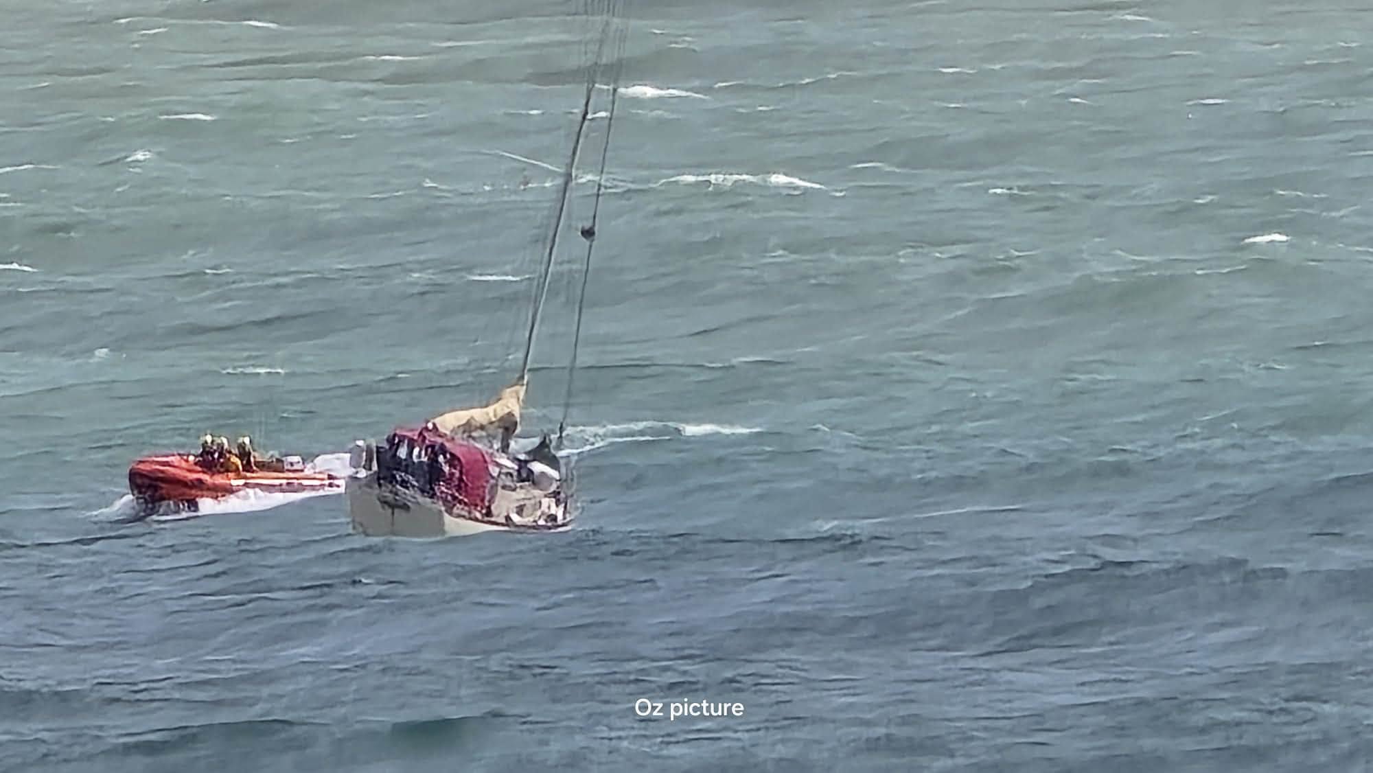 Swanage inshore lifeboat standby by the vessel as the anchor was recovered