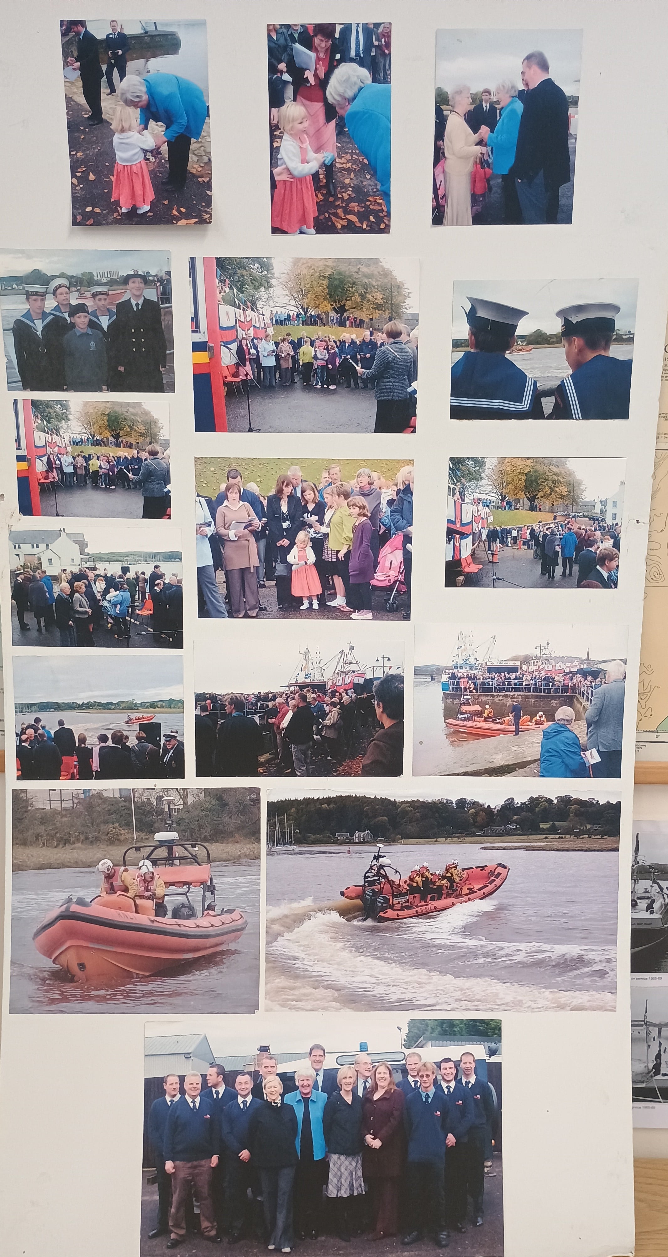 Montage of photos of the naming ceremony held following year after Sheila Stenhouse arrival