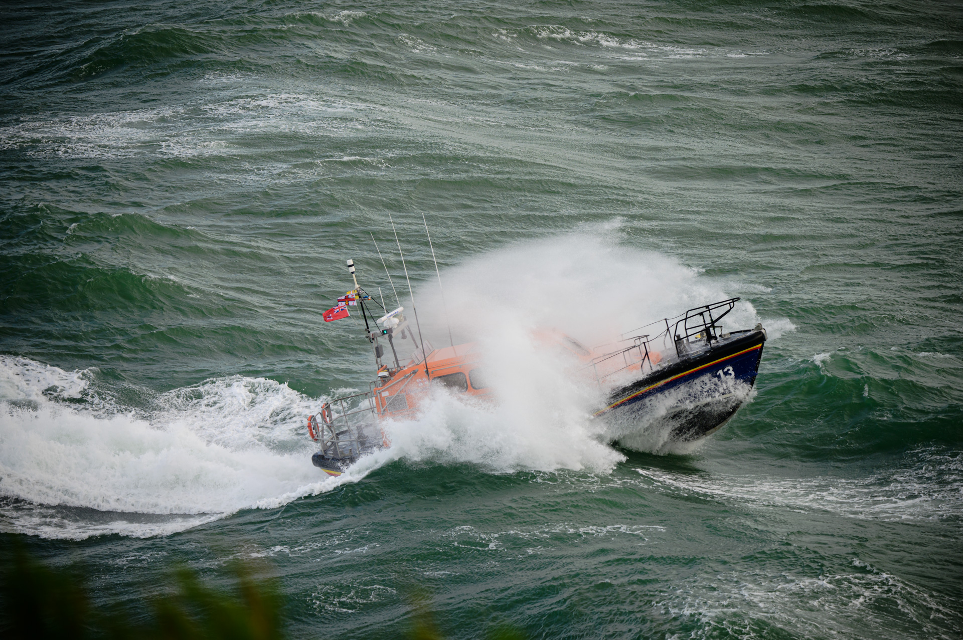 Swanage all-weather lifeboat in rough conditions