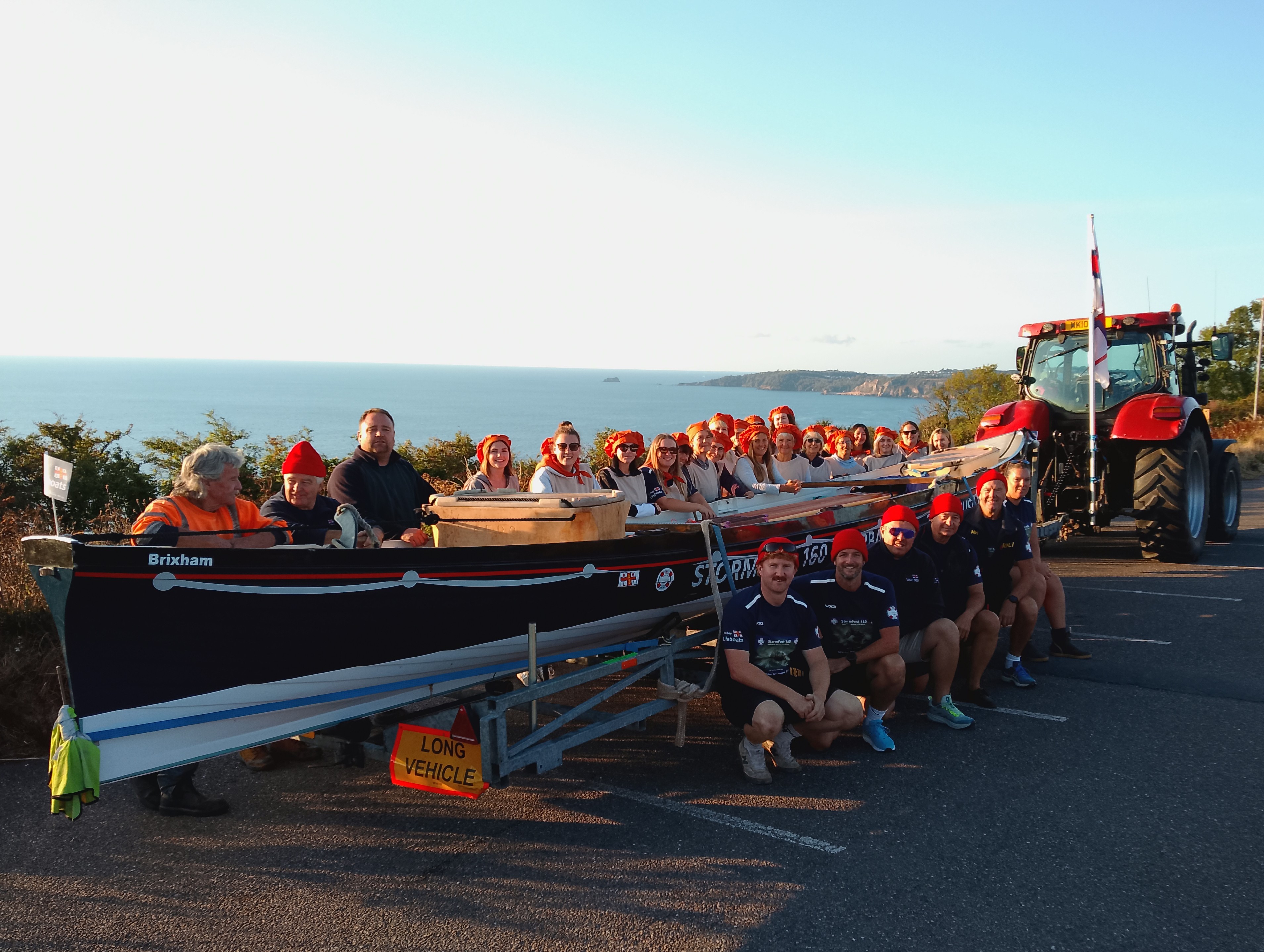 A quick pause at Labrador Bay for the gig boat 'pullers' between Teignmouth and Torquay