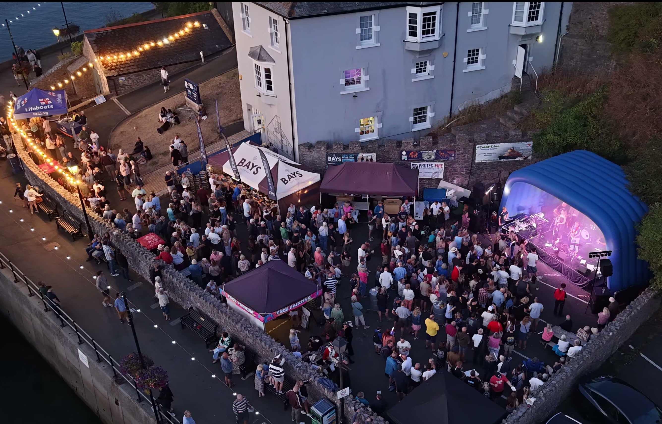 The celebrations continue into the evening at Kings Quay, Brixham