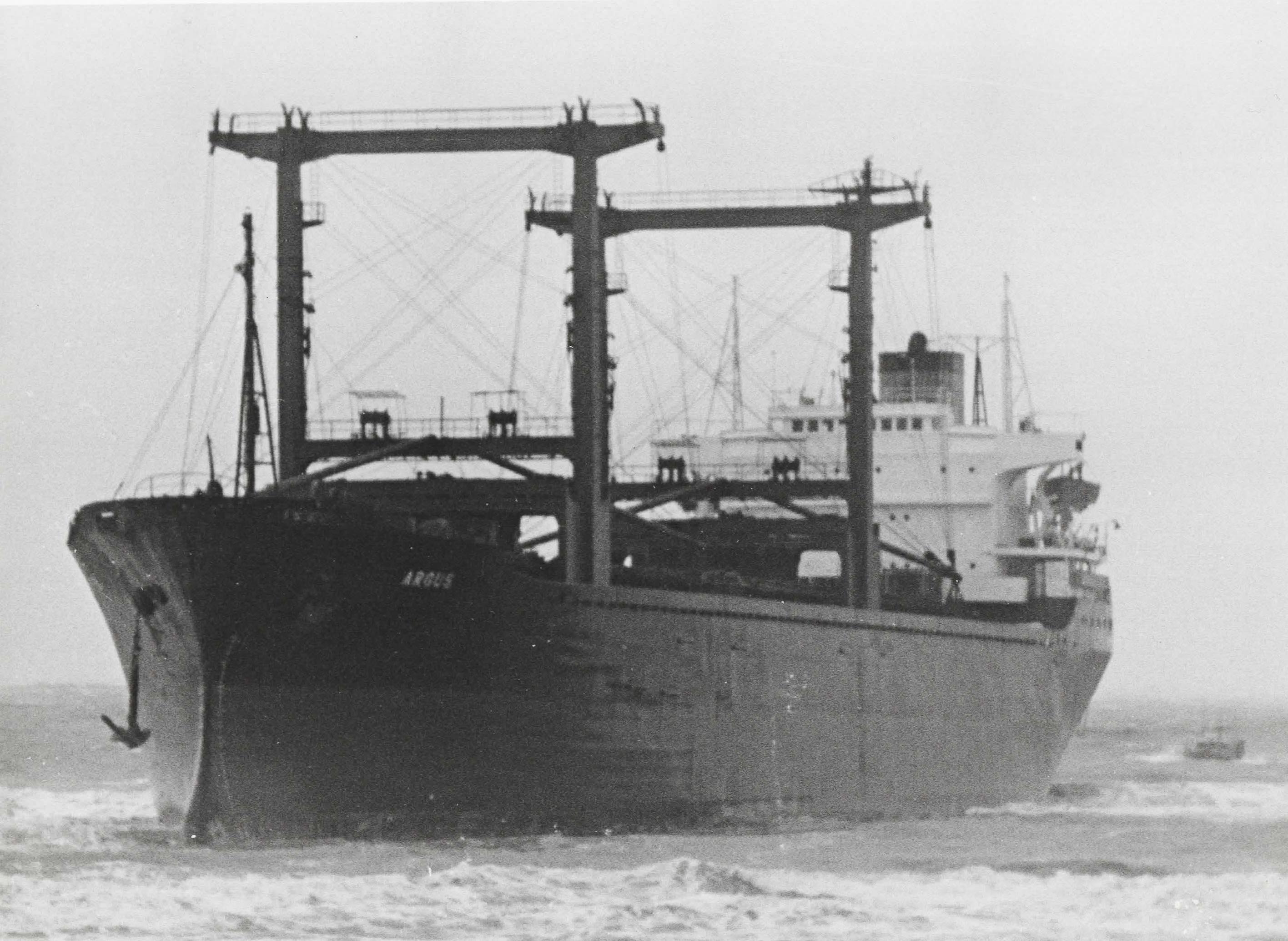 Photo 2 Margate lifeboat (right) stands by the stranded 'Argus'