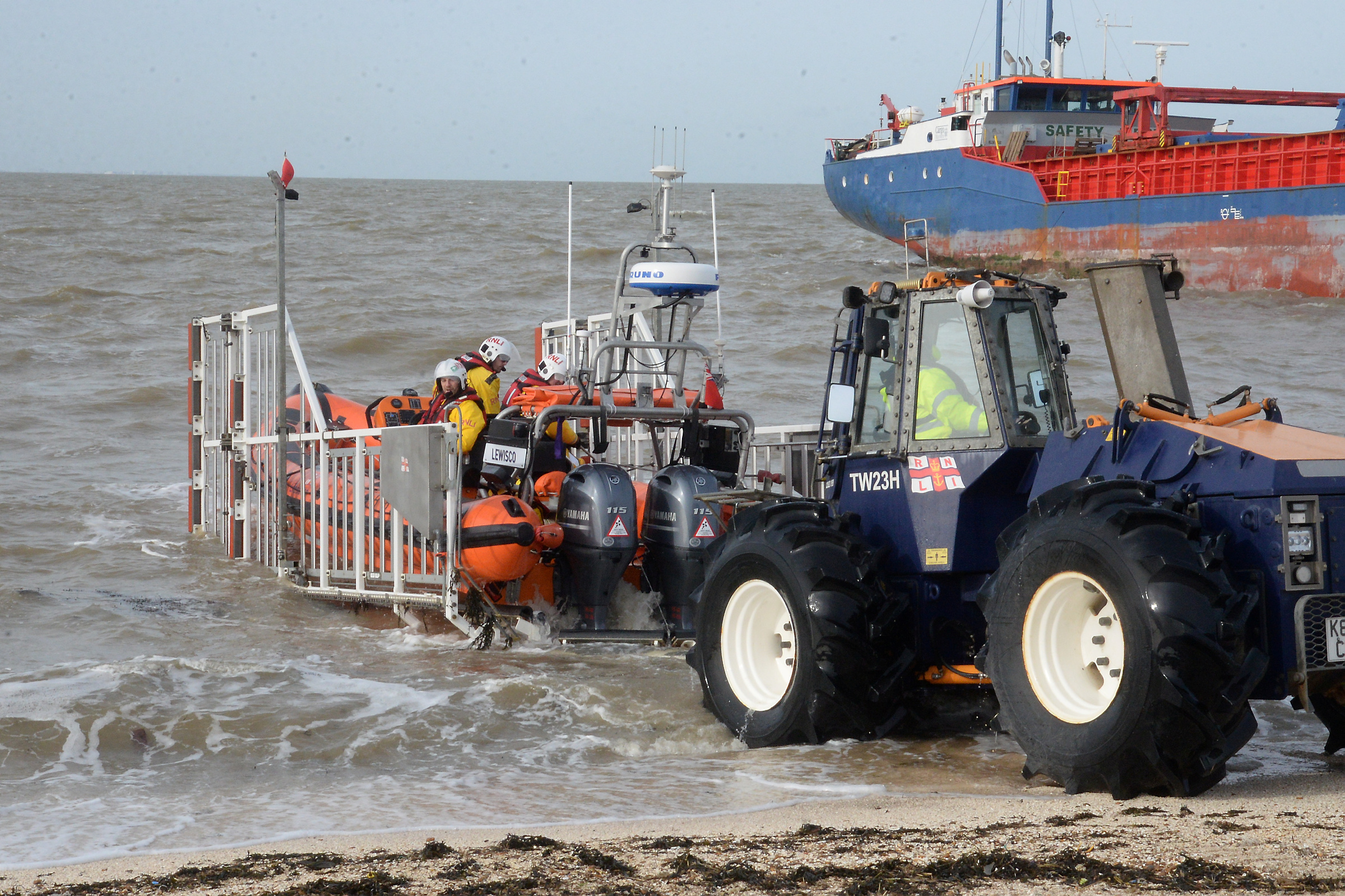 :Whitstable lifeboat returns to station after assisting three walkers and their two dogs at Harty, Isle of Sheppey on Tuesday afternoon.
