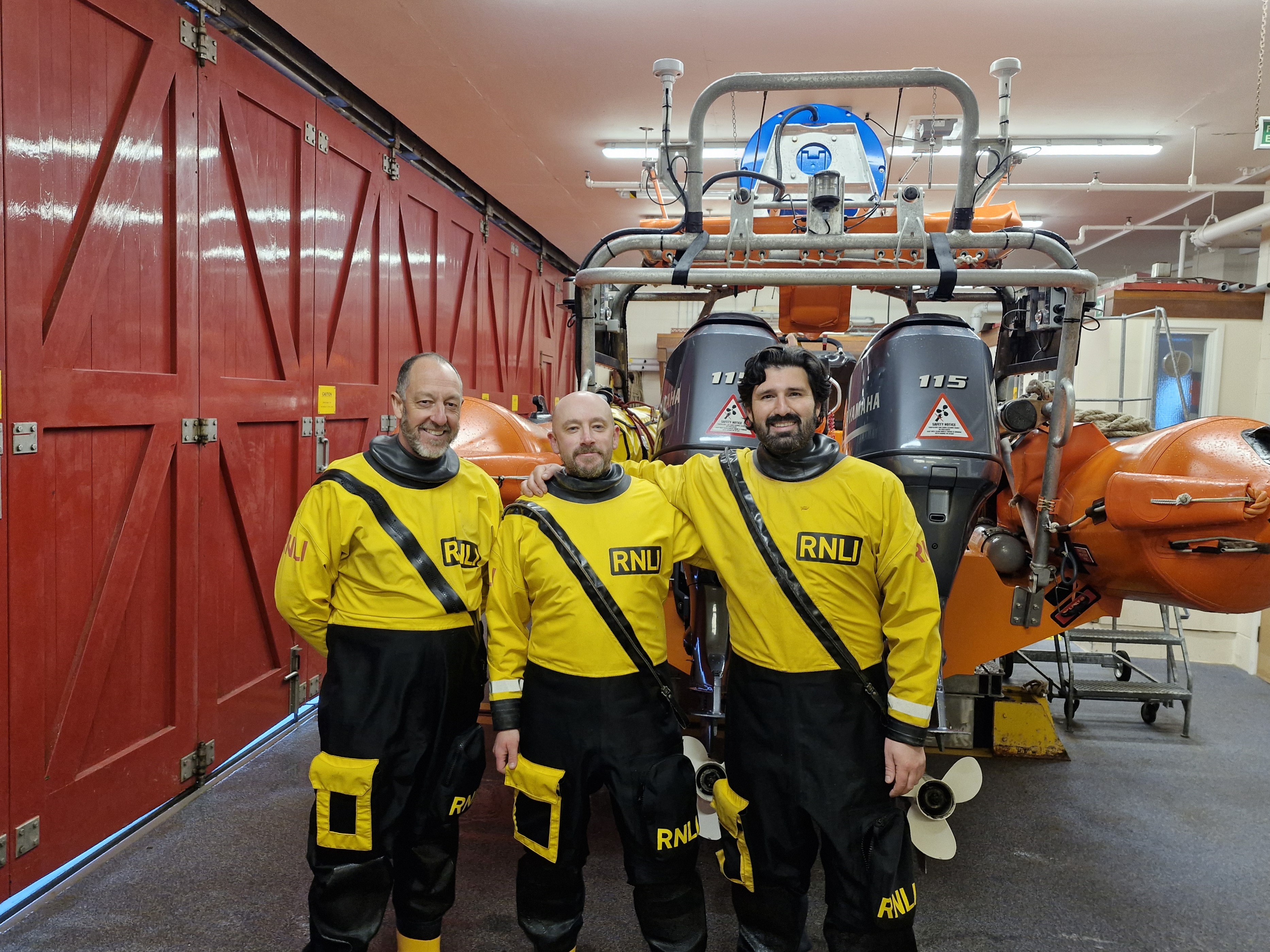 Dave Chris and Paul in the offshore boathouse